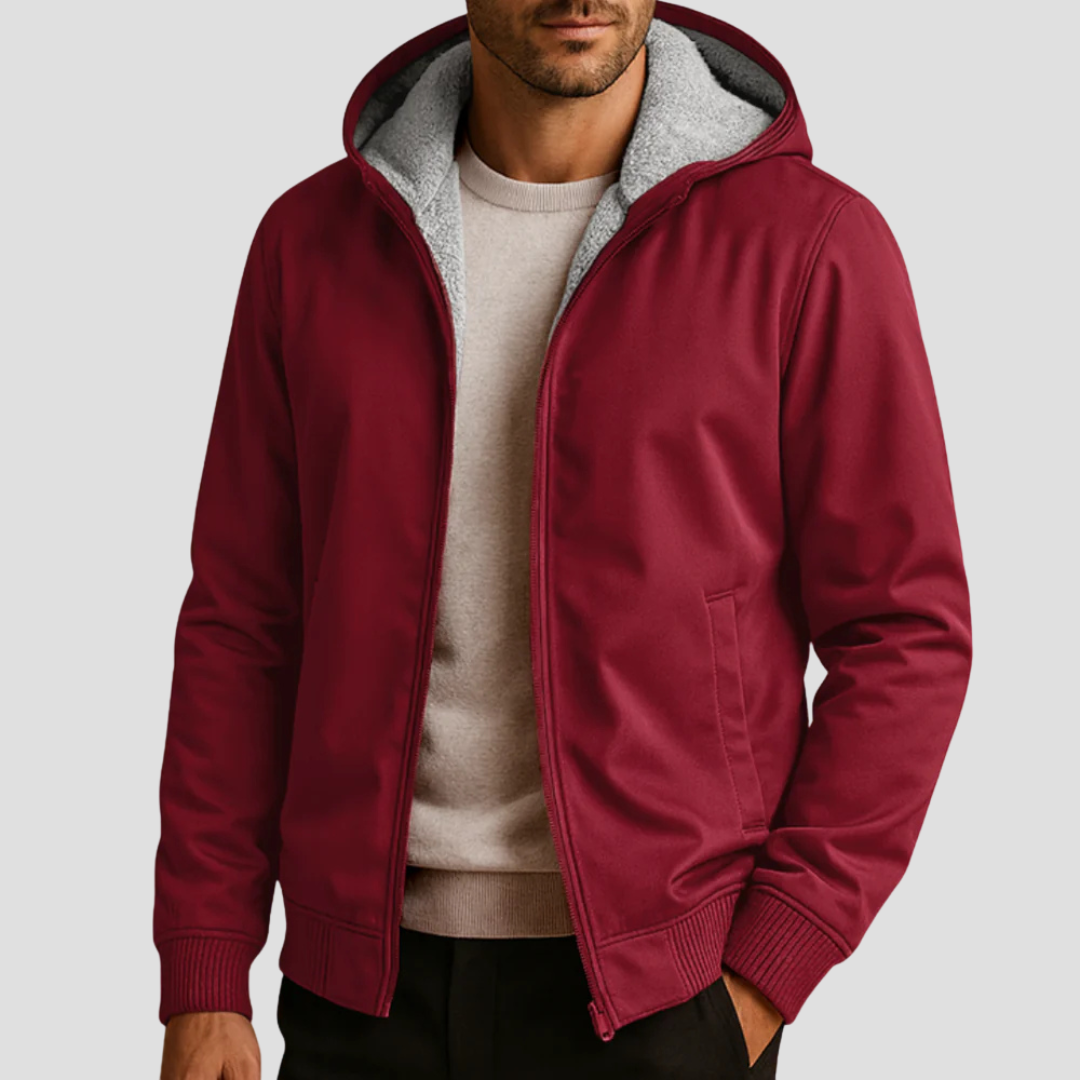 Hoodie Herren mit Fleecefutter, hüftlang und durchgehendem Reissverschluss