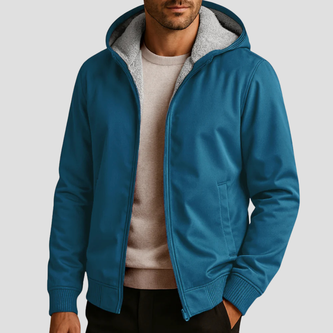 Hoodie Herren mit Fleecefutter, hüftlang und durchgehendem Reissverschluss