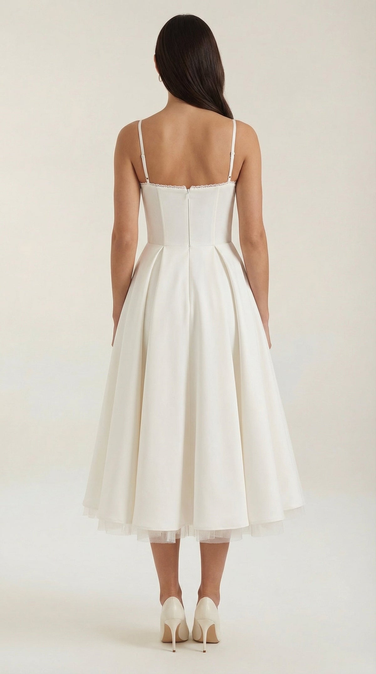 Midikleid mit Herzausschnitt, Tüllrock und Taschen für Damen