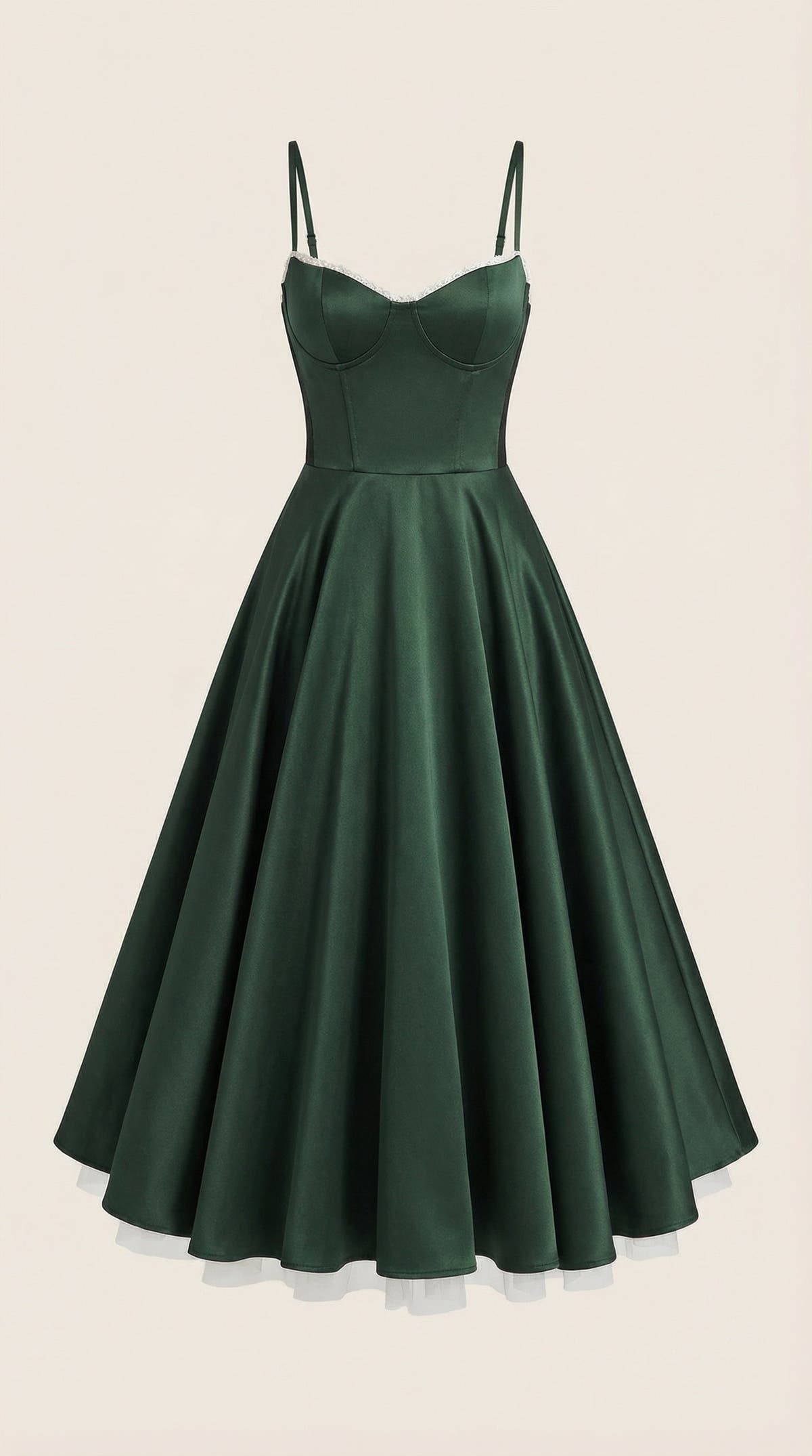Midikleid mit Herzausschnitt, Tüllrock und Taschen für Damen
