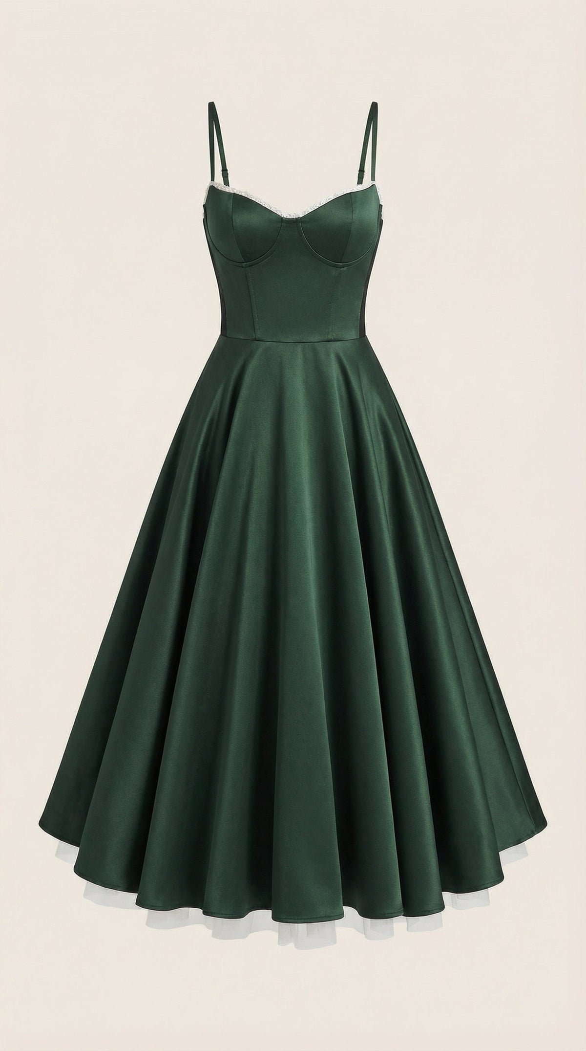 Midikleid mit Herzausschnitt, Tüllrock und Taschen für Damen
