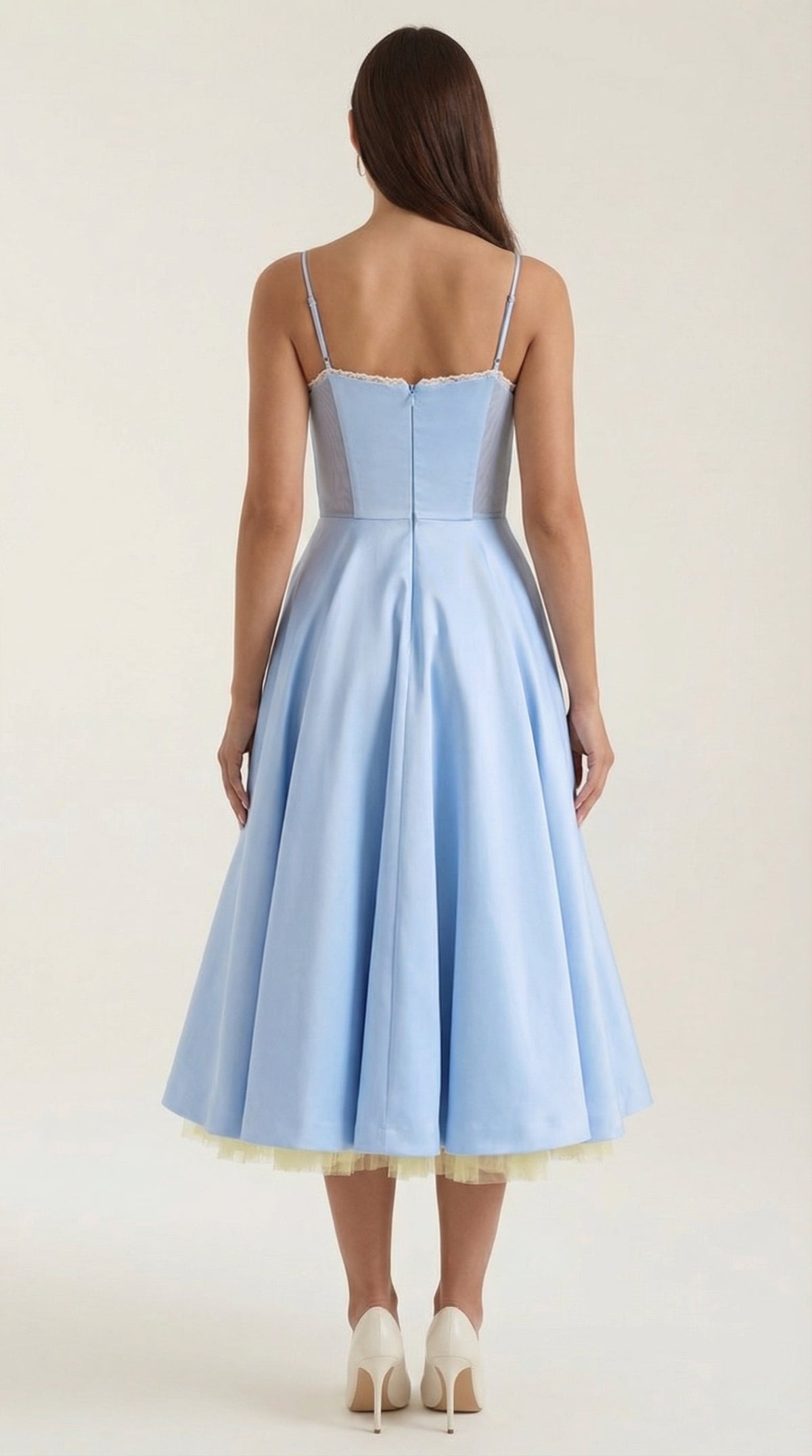 Midikleid mit Herzausschnitt, Tüllrock und Taschen für Damen