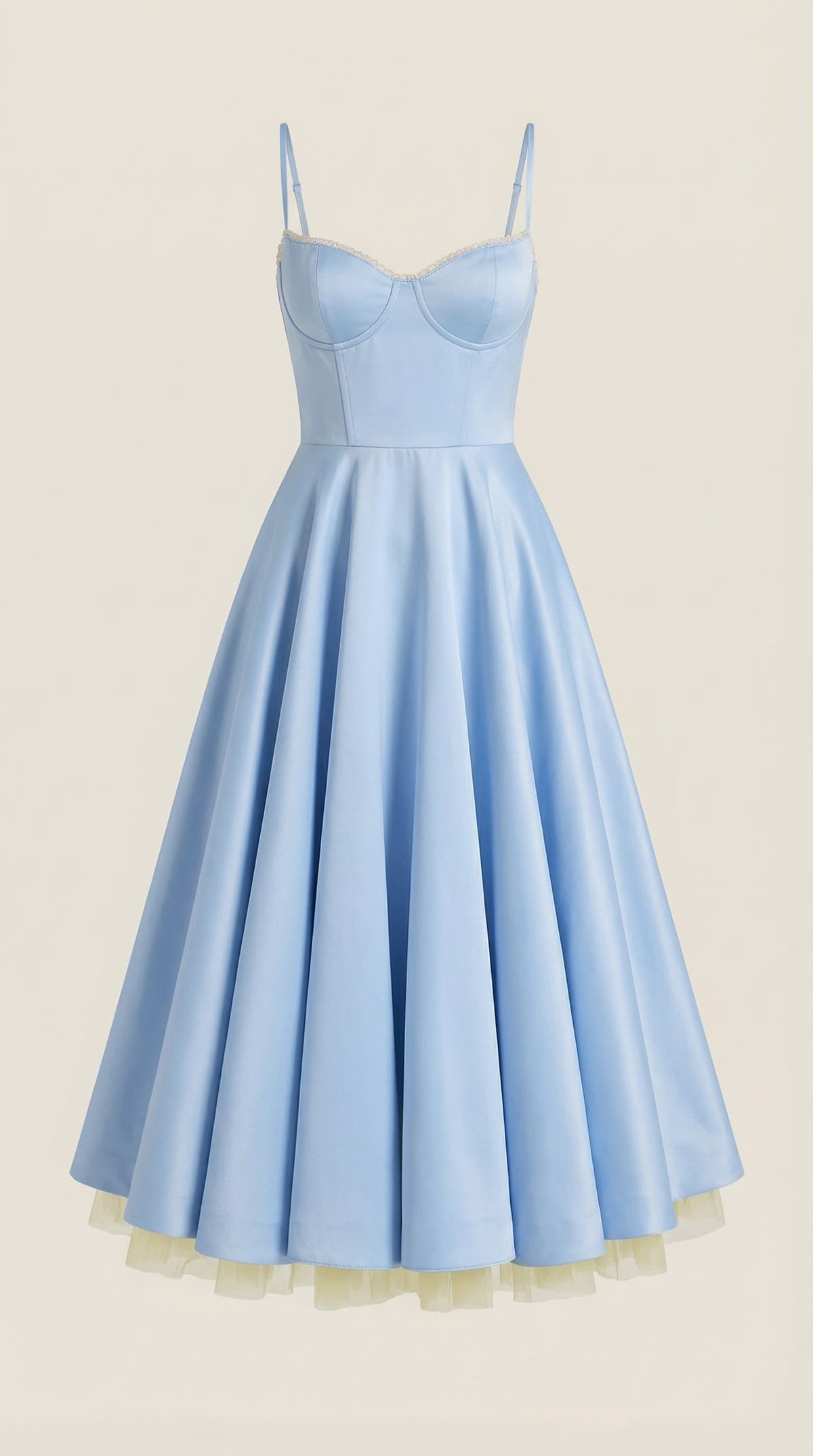 Midikleid mit Herzausschnitt, Tüllrock und Taschen für Damen