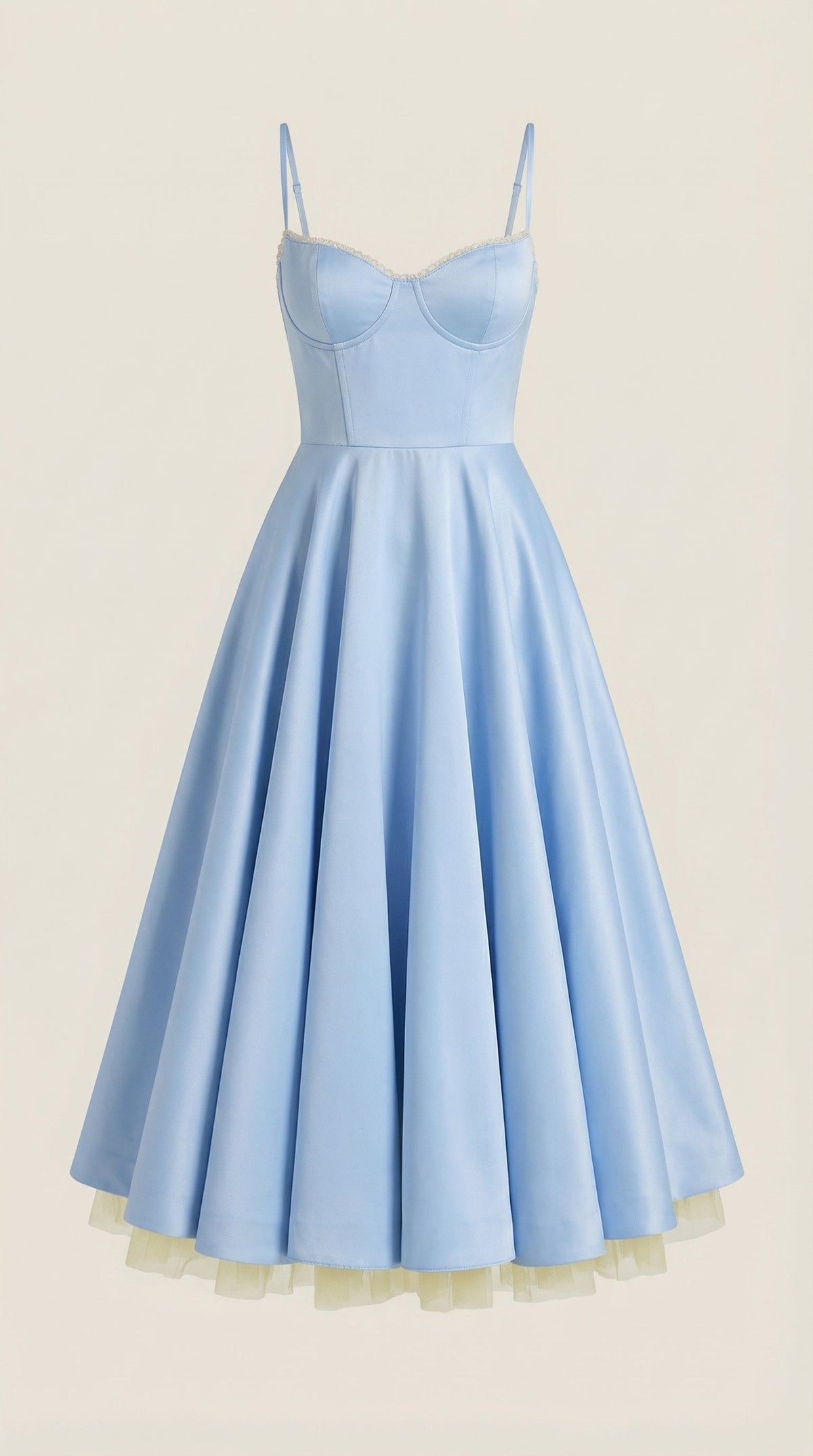 Midikleid mit Herzausschnitt, Tüllrock und Taschen für Damen