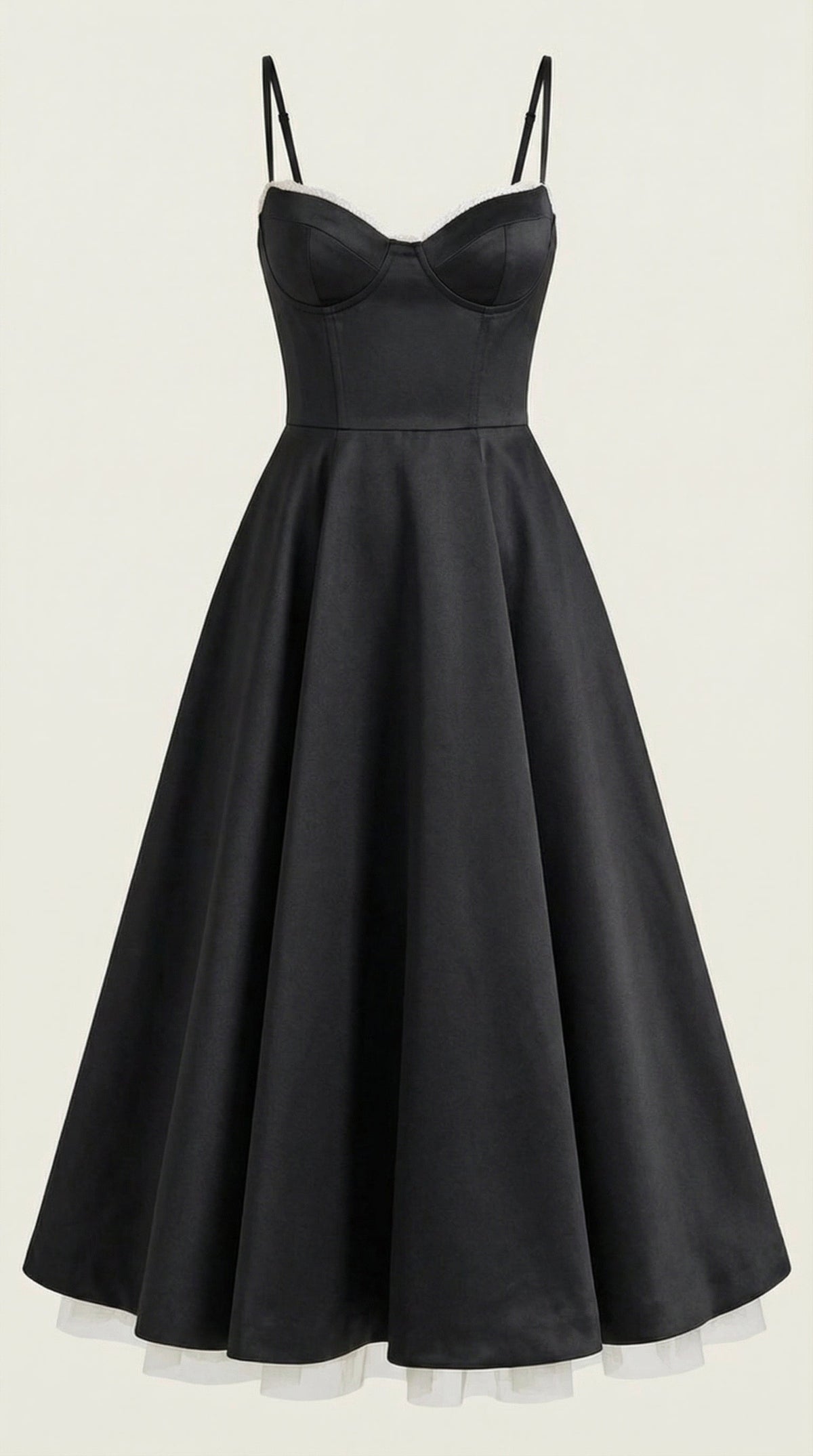 Midikleid mit Herzausschnitt, Tüllrock und Taschen für Damen