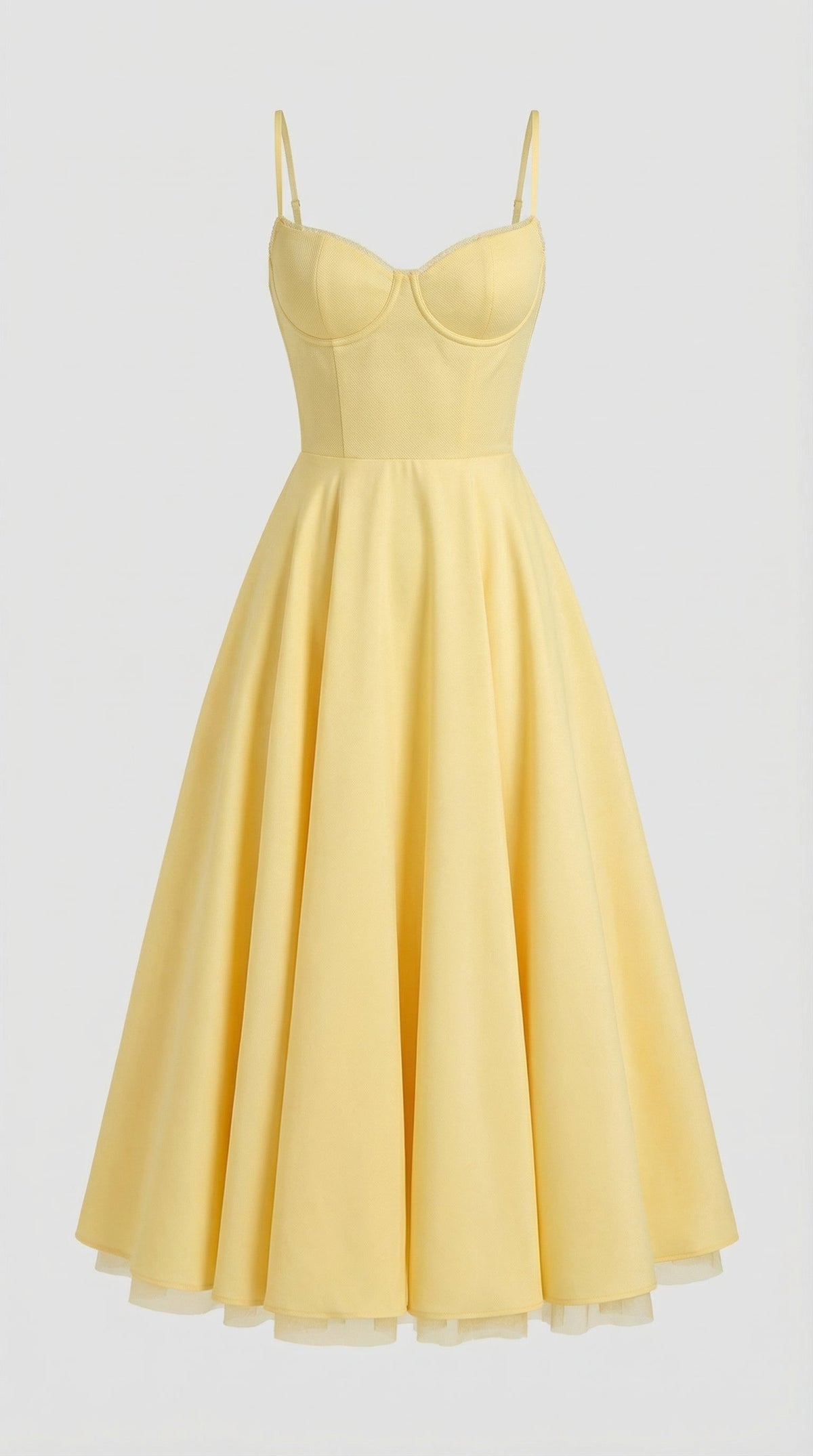 Midikleid mit Herzausschnitt, Tüllrock und Taschen für Damen