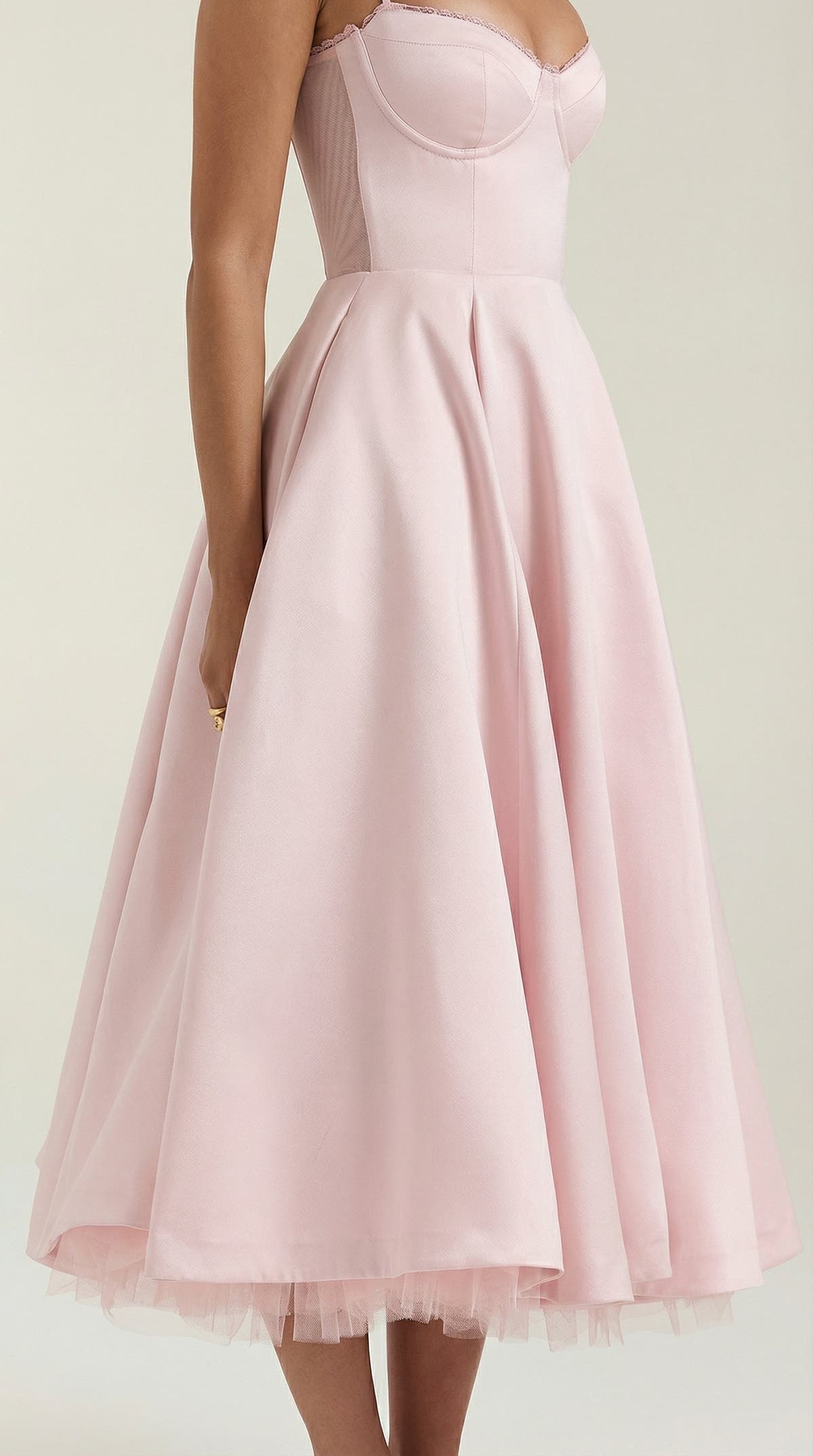 Midikleid mit Herzausschnitt, Tüllrock und Taschen für Damen