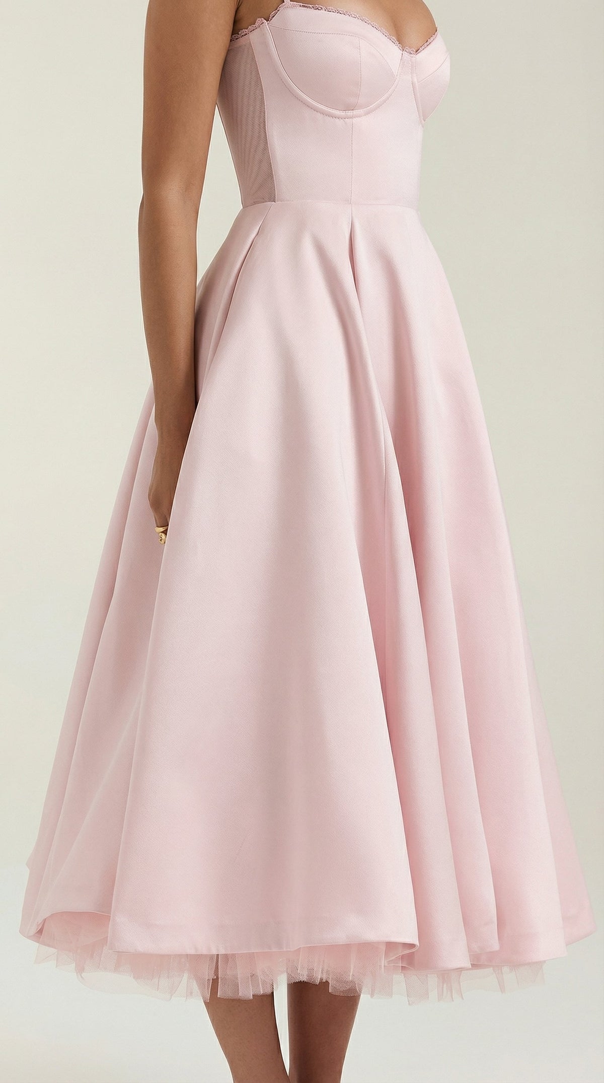 Midikleid mit Herzausschnitt, Tüllrock und Taschen für Damen