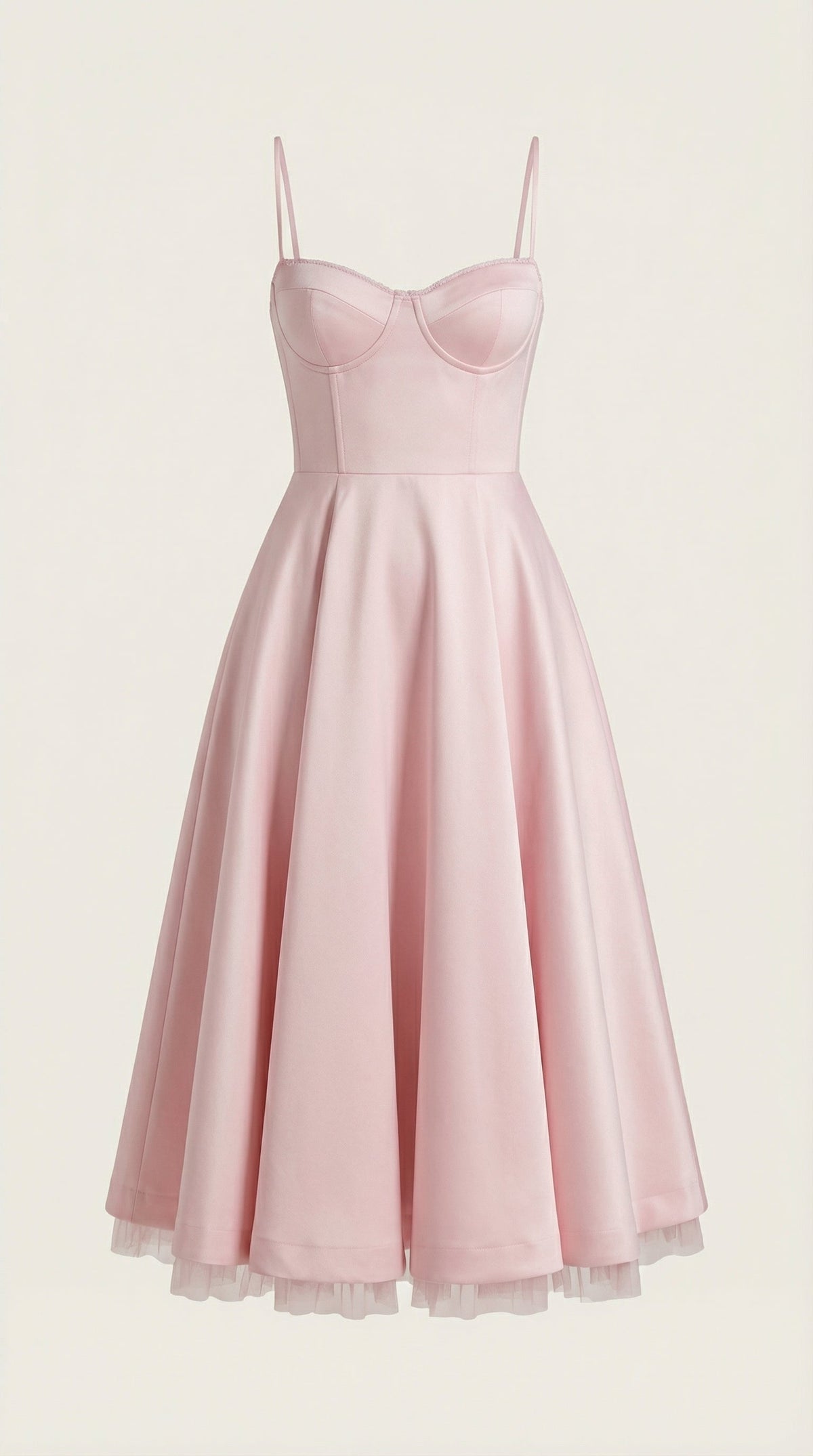 Midikleid mit Herzausschnitt, Tüllrock und Taschen für Damen