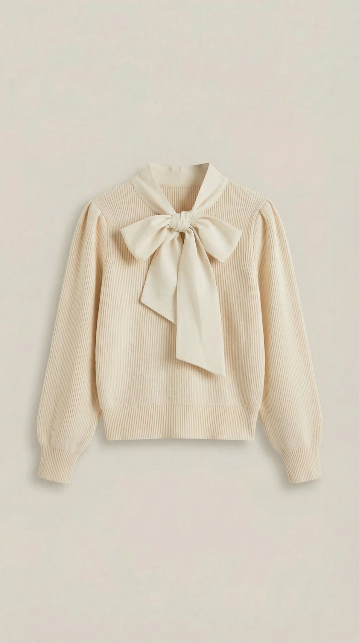Pullover mit Schleife am Ausschnitt und Rippbündchen für Damen