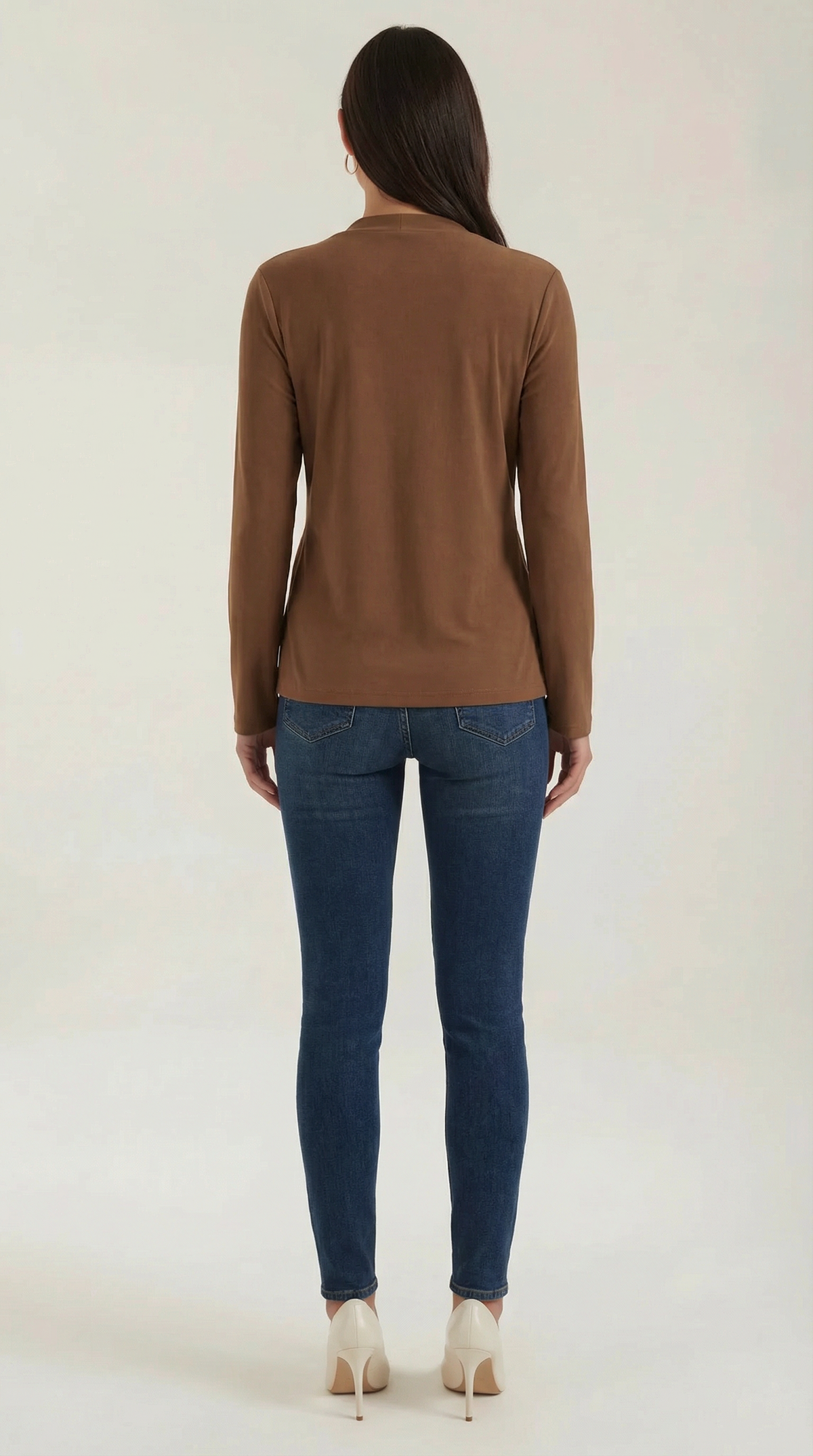 Bluse mit Knotendetail, Stehkragen und langen Ärmeln für Damen