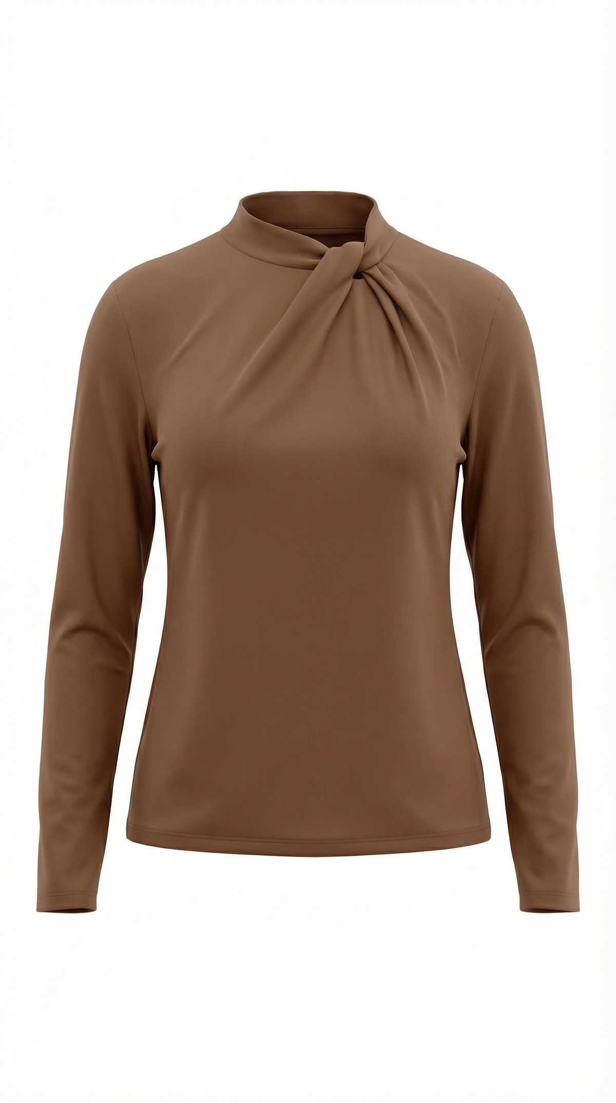 Bluse mit Knotendetail, Stehkragen und langen Ärmeln für Damen
