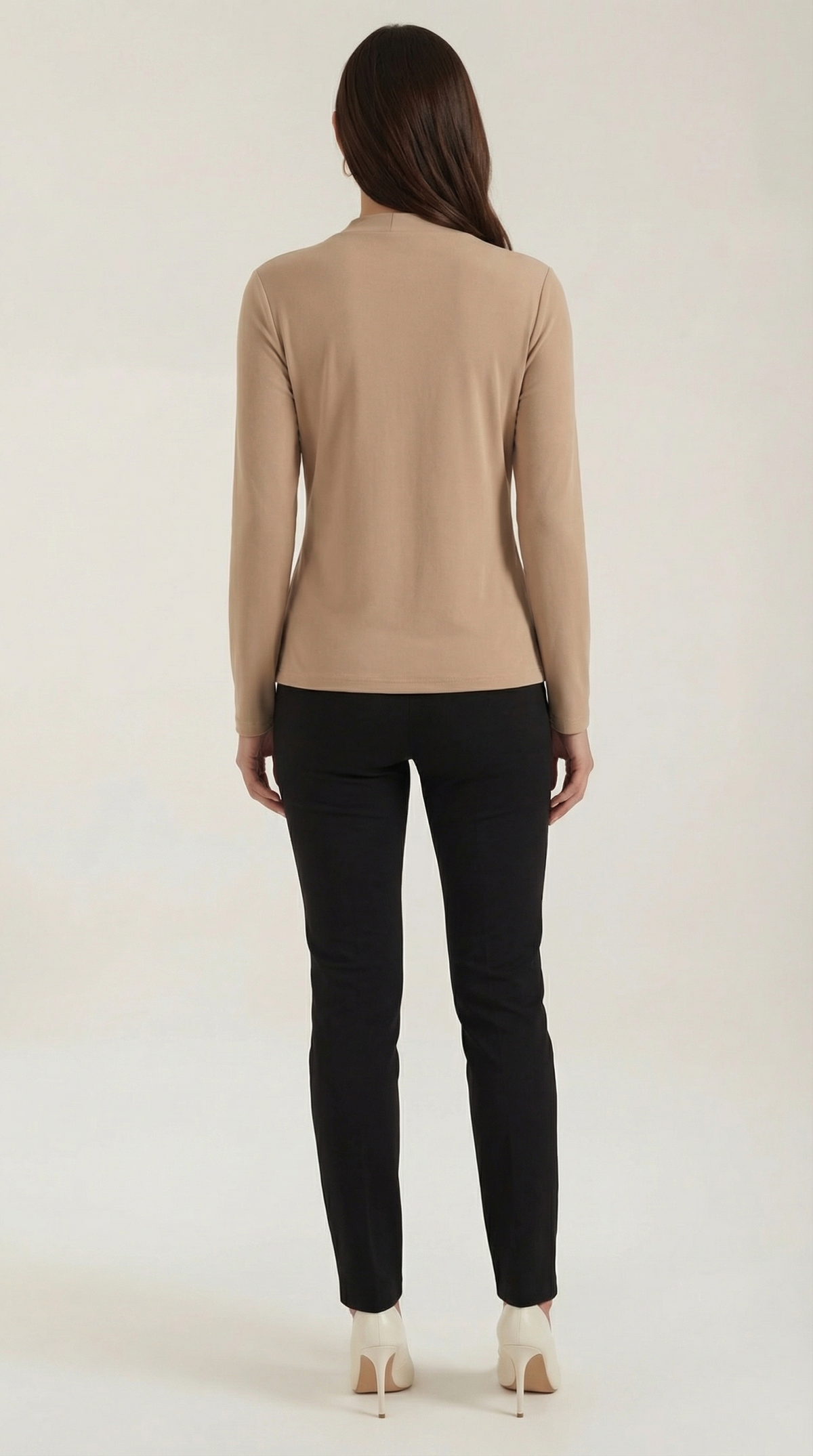 Bluse mit Knotendetail, Stehkragen und langen Ärmeln für Damen