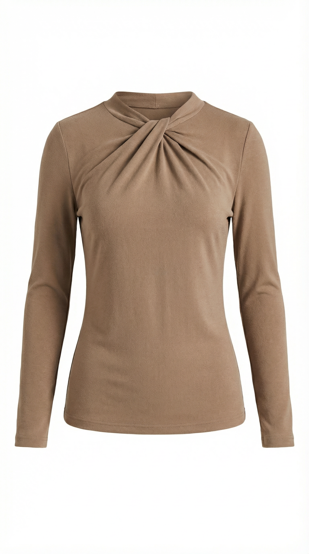 Bluse mit Knotendetail, Stehkragen und langen Ärmeln für Damen