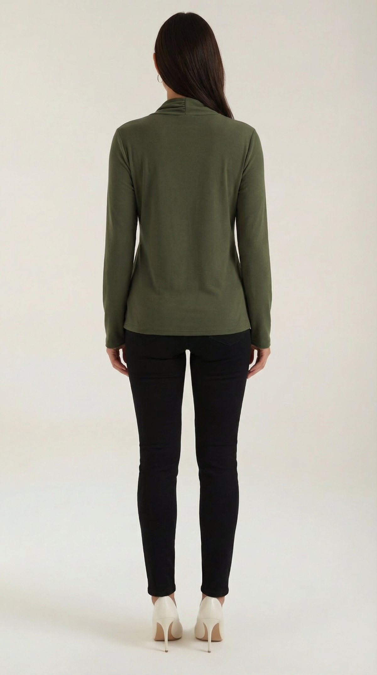 Bluse mit Knotendetail, Stehkragen und langen Ärmeln für Damen