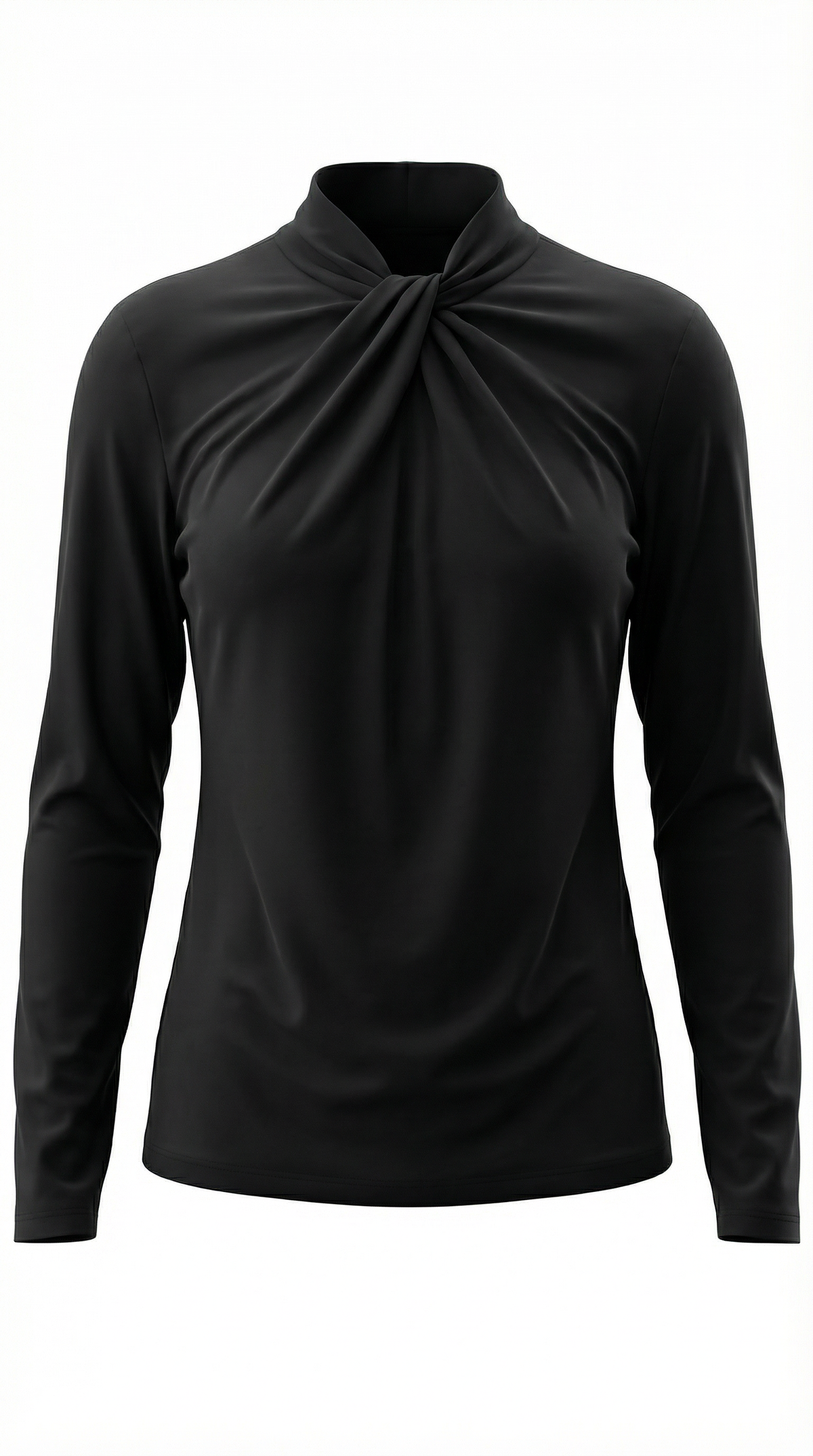 Bluse mit Knotendetail, Stehkragen und langen Ärmeln für Damen