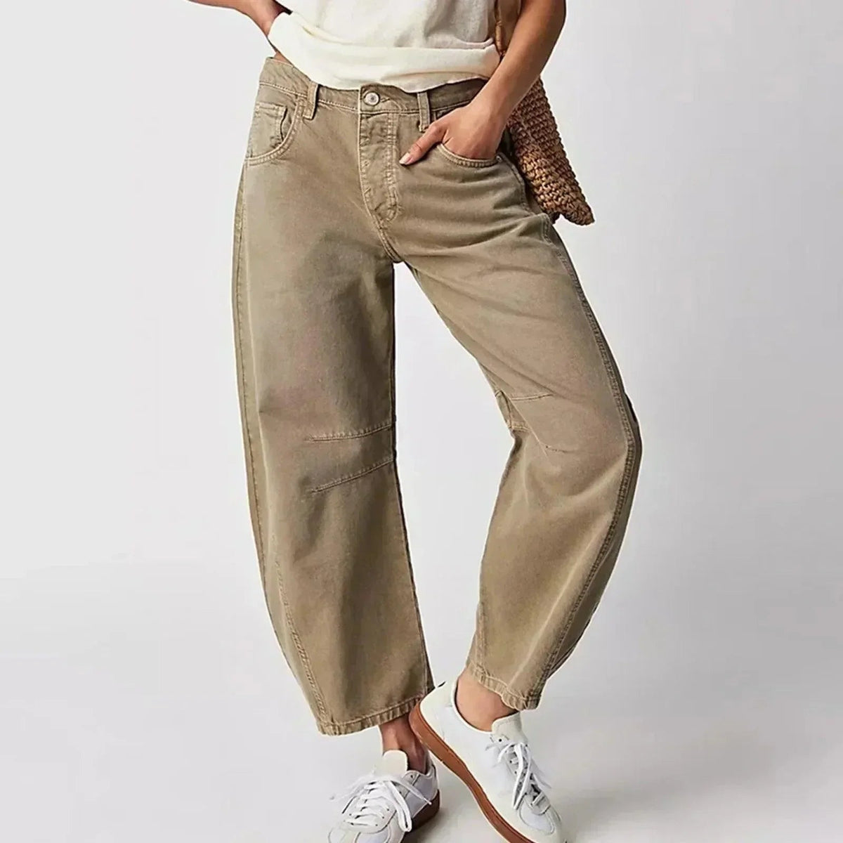 Jeans Damen mit hohem Bund, weitem Bein und lockerer Passform