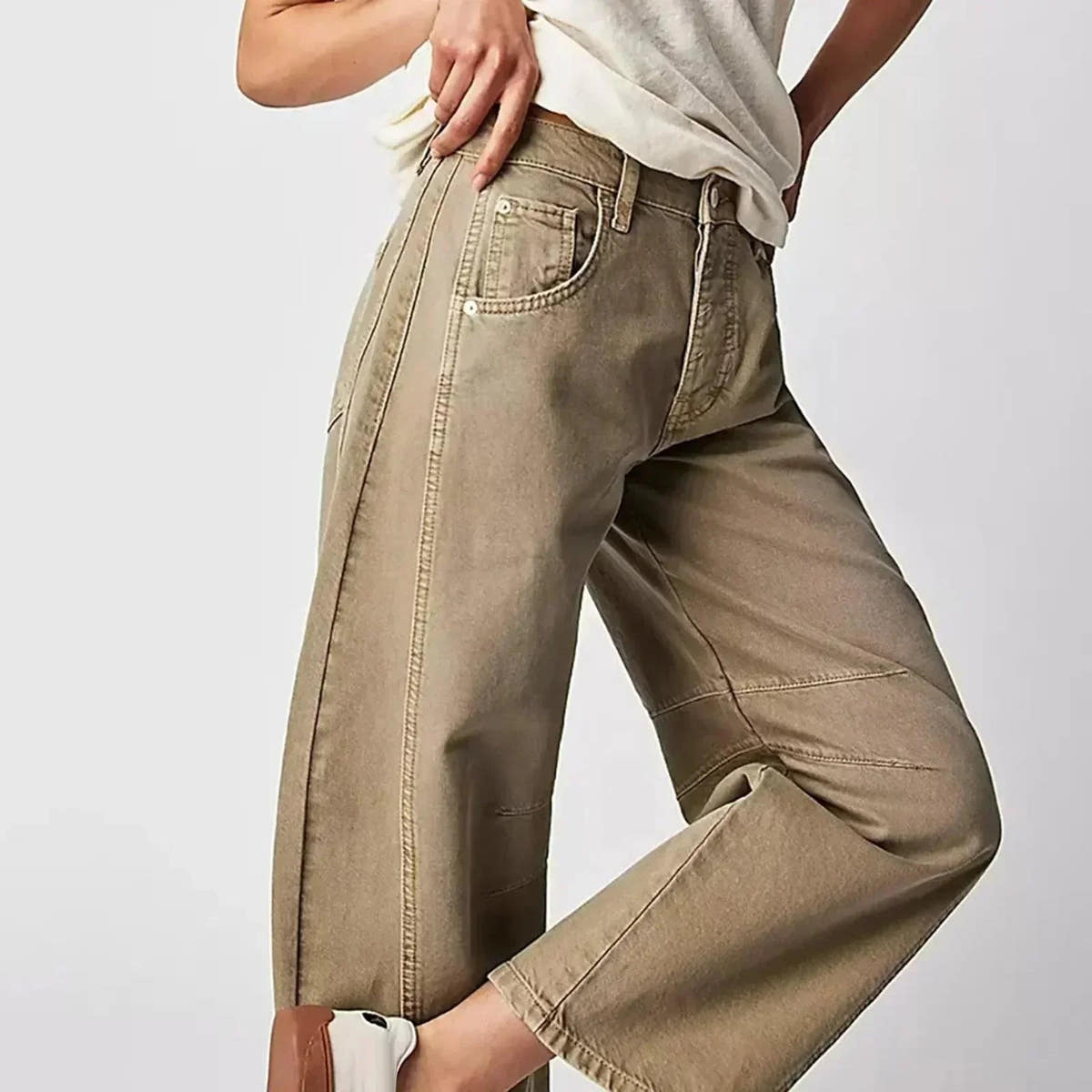Jeans Damen mit hohem Bund, weitem Bein und lockerer Passform
