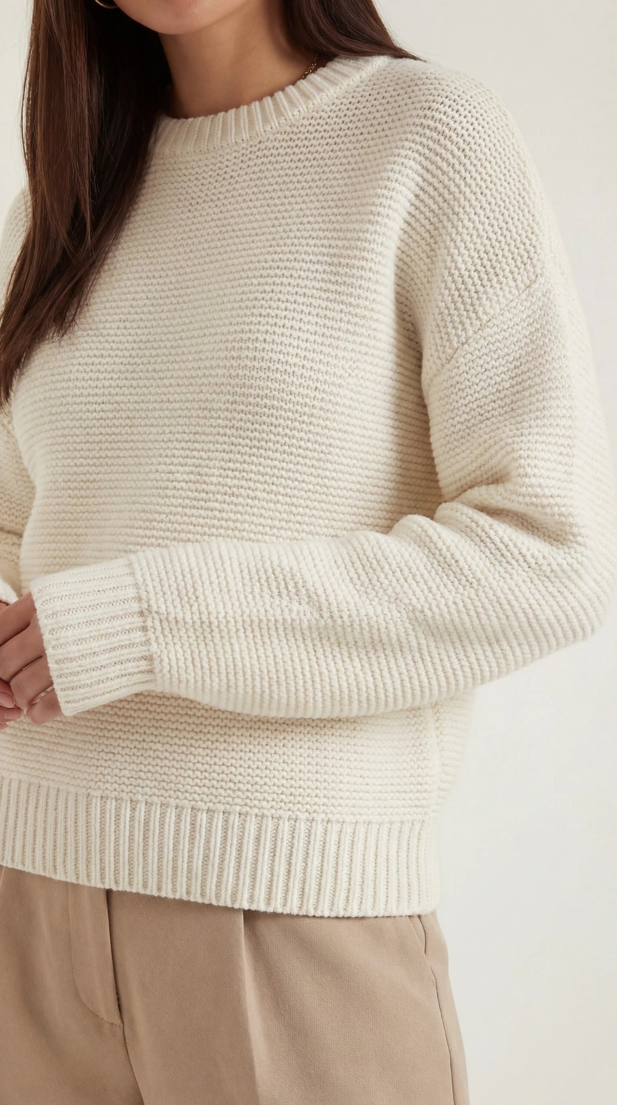 Pullover mit Rundhalsausschnitt und Rippbündchen für Damen