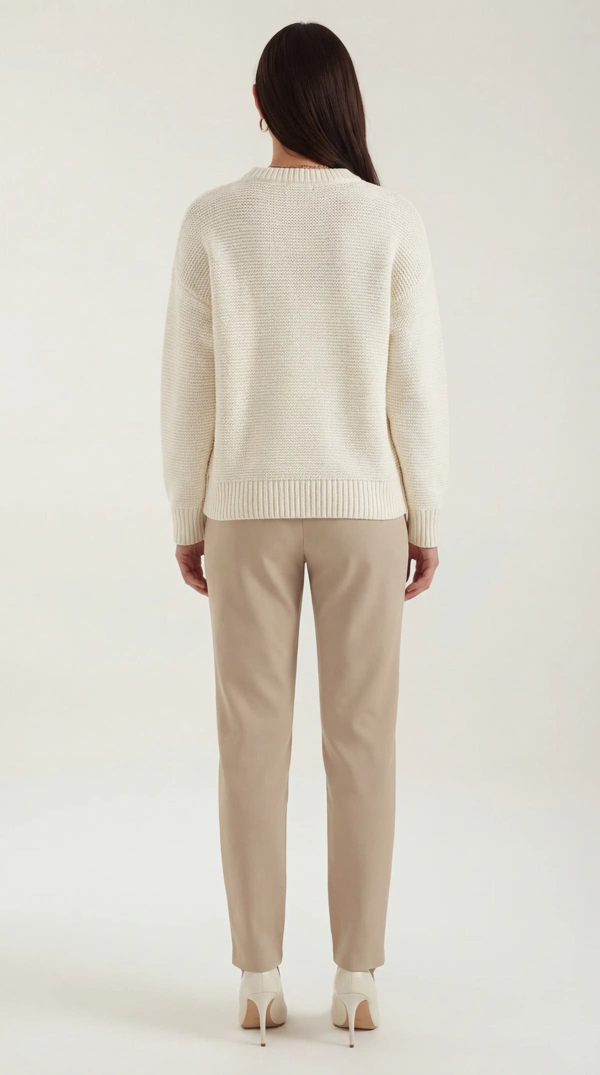 Pullover mit Rundhalsausschnitt und Rippbündchen für Damen