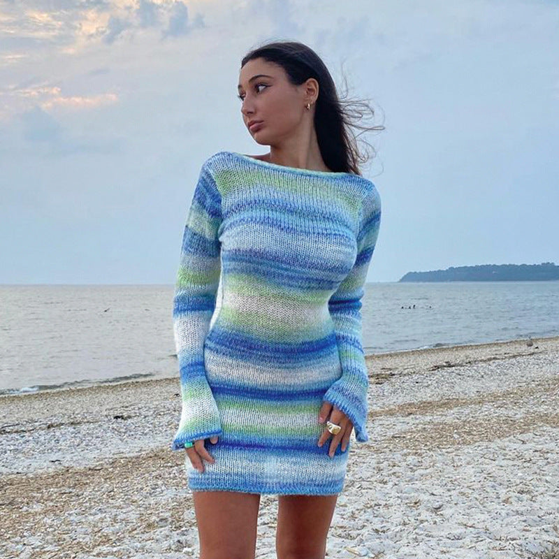 Strickkleid mit Glockenärmeln und Minilänge für Damen