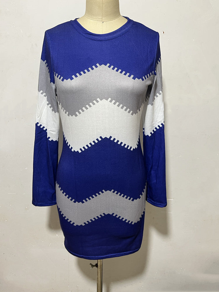 Strickkleid mit Chevronmuster und langen Ärmeln für Damen