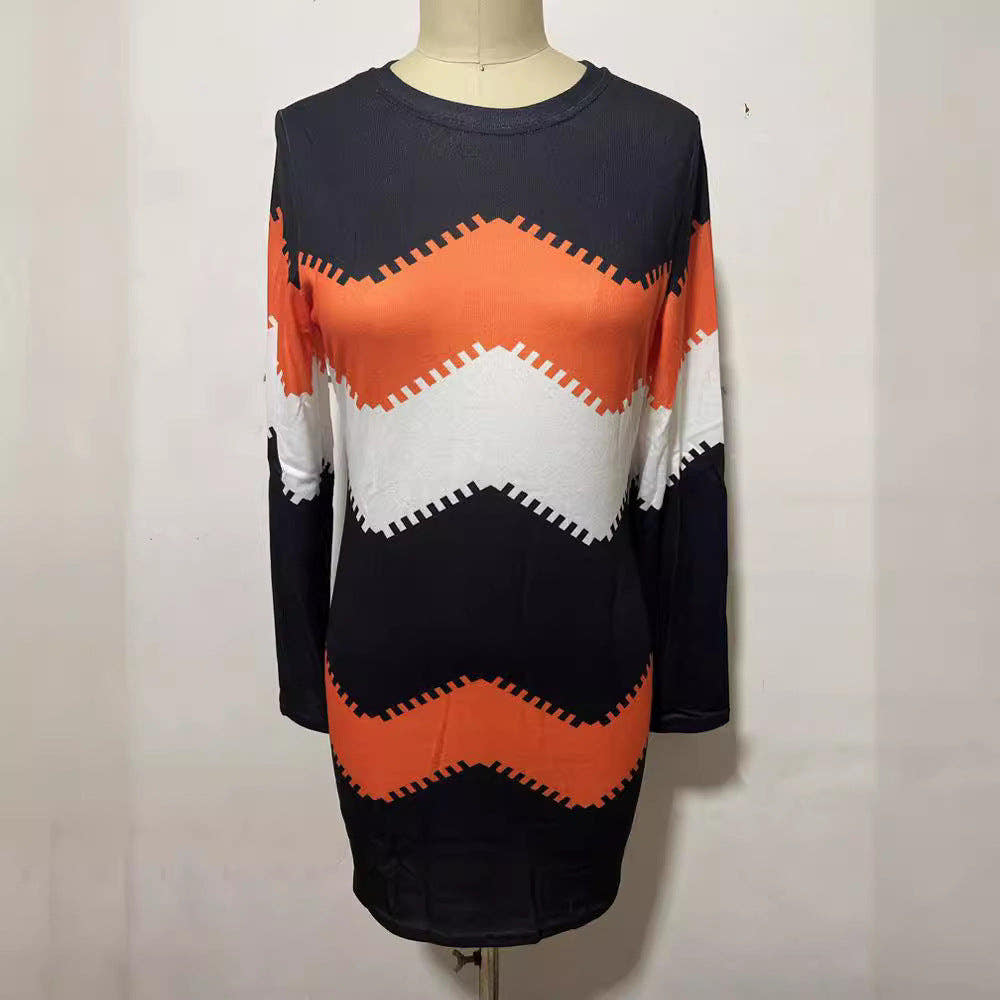 Strickkleid mit Chevronmuster und langen Ärmeln für Damen