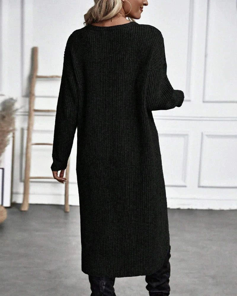 Strickkleid mit Wickeloptik und asymmetrischem Saum für Damen