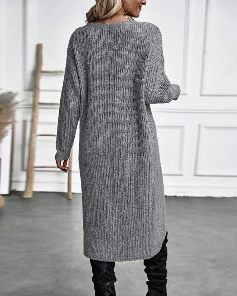 Strickkleid mit Wickeloptik und asymmetrischem Saum für Damen