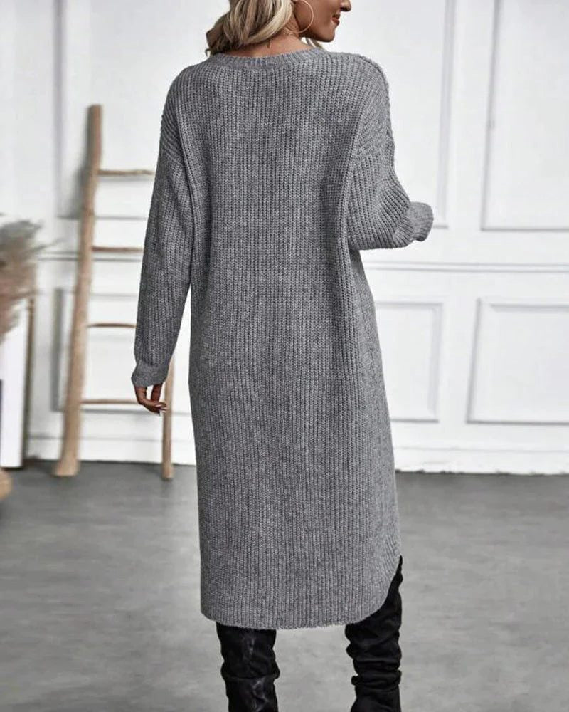 Strickkleid mit Wickeloptik und asymmetrischem Saum für Damen