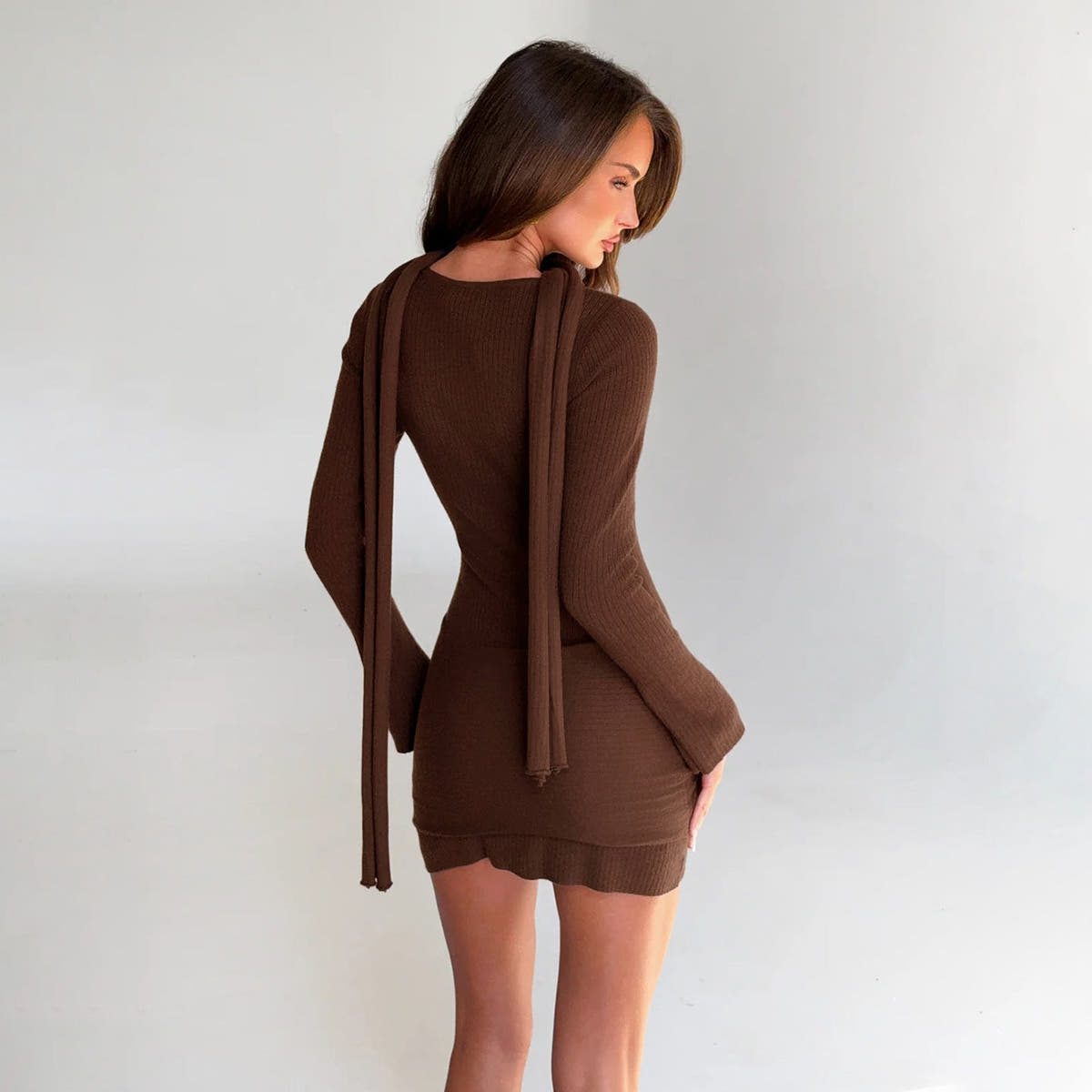 Strickkleid mit Seitenknoten und Schaldetail für Damen