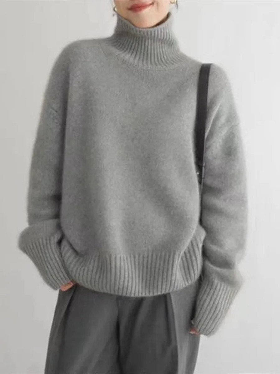 Kaschmirpullover Damen Oversize mit Rollkragen, hüftlang