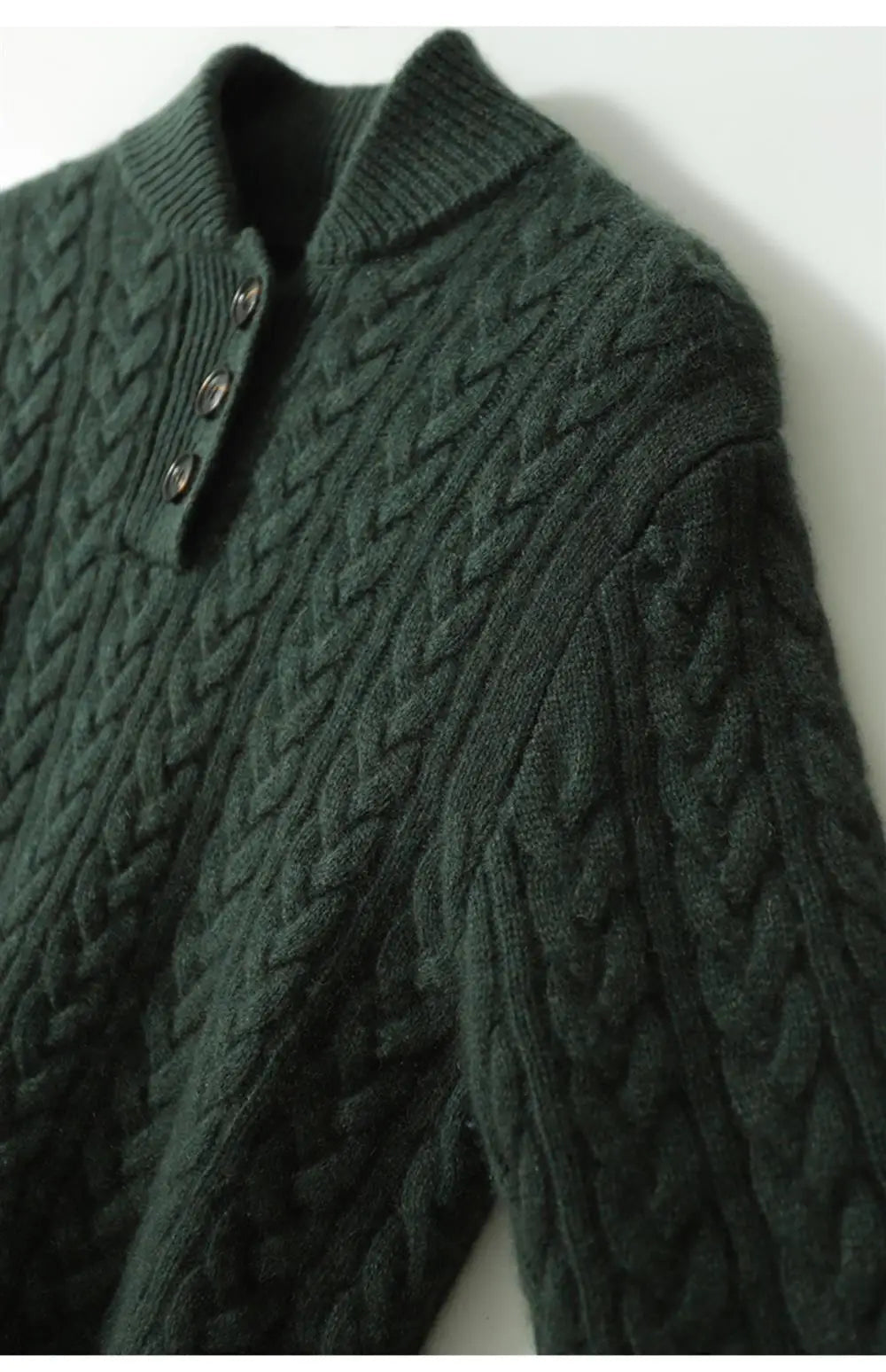 Kaschmirpullover Damen schmal geschnitten mit Zopfmuster und Stehkragen