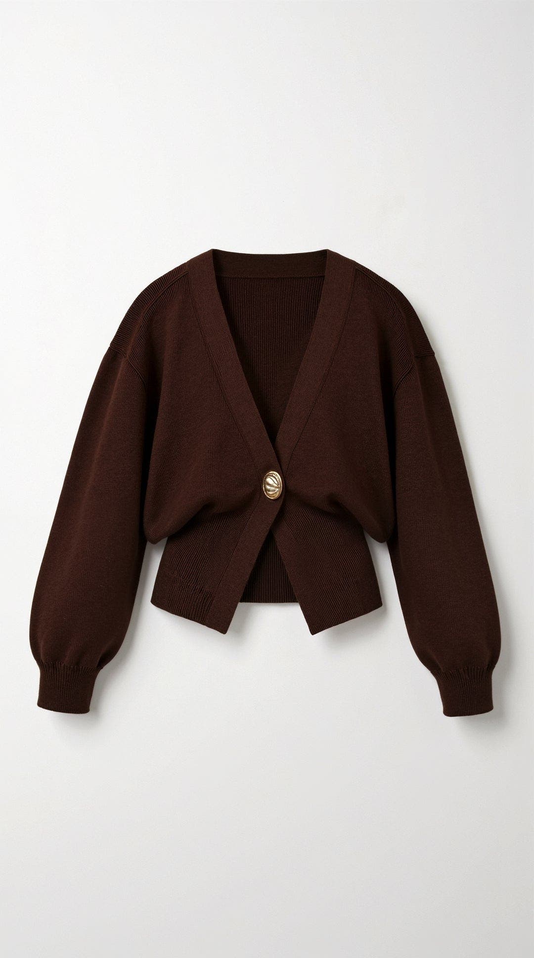Pullover mit V-Ausschnitt und goldfarbenem Knopf für Damen