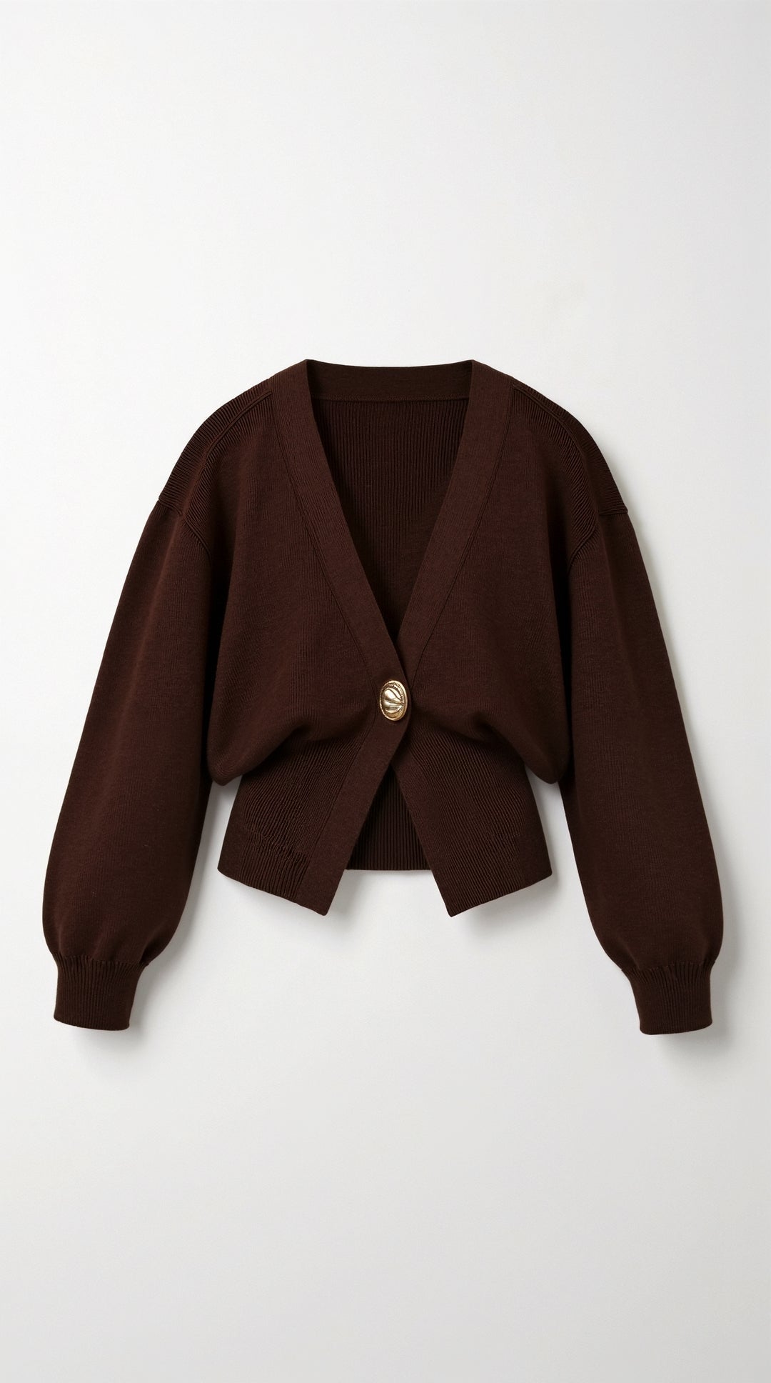 Pullover mit V-Ausschnitt und goldfarbenem Knopf für Damen