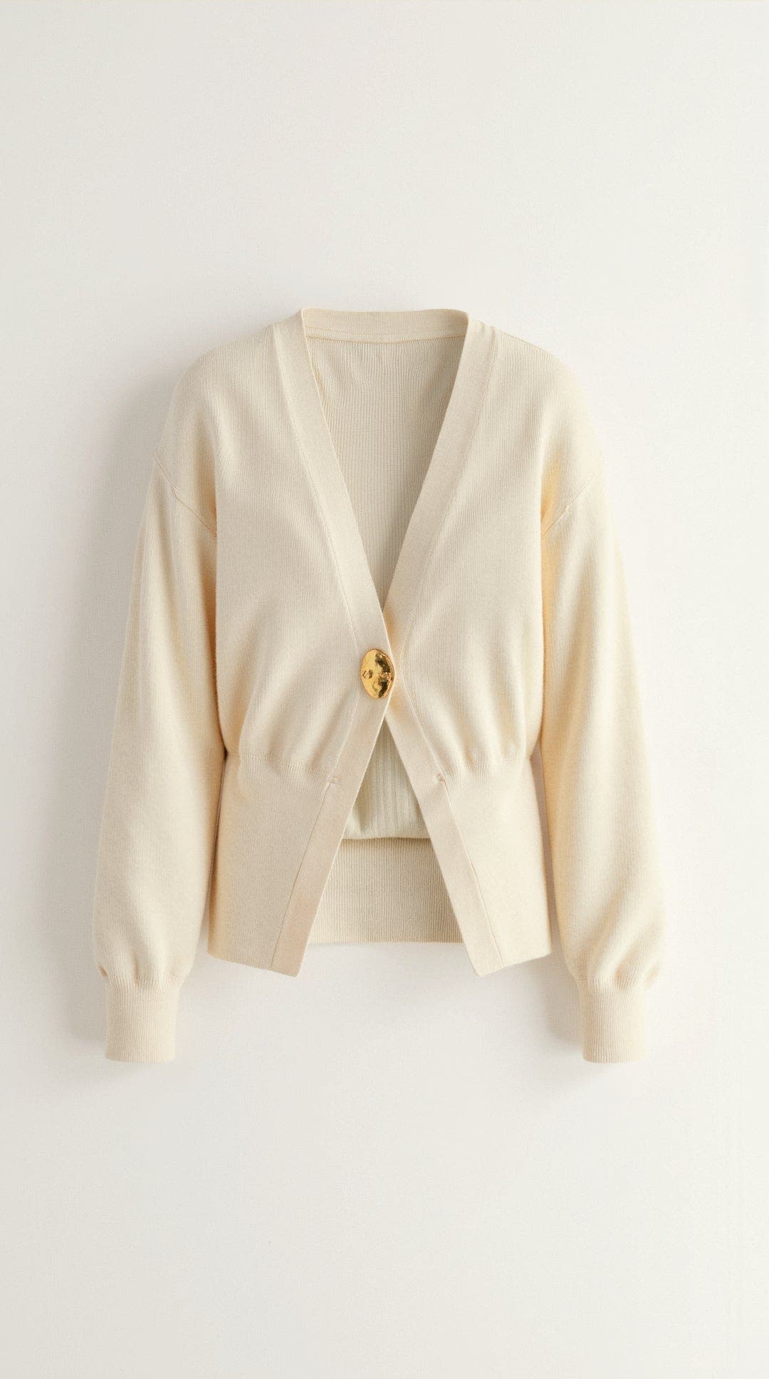 Pullover mit V-Ausschnitt und goldfarbenem Knopf für Damen