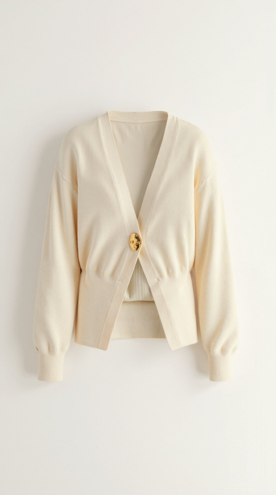 Pullover mit V-Ausschnitt und goldfarbenem Knopf für Damen