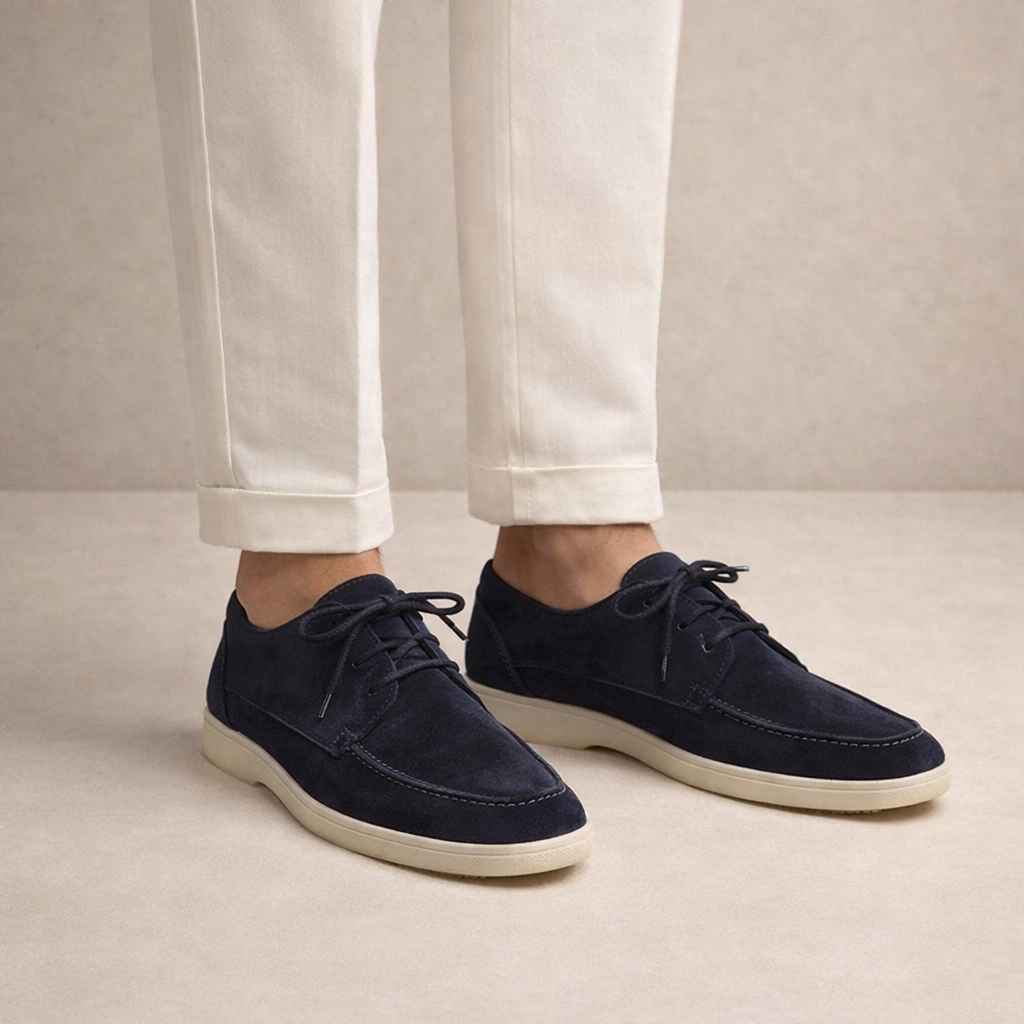 Lederschuhe Herren in Wildleder-Optik mit Schnürung, Halbschuhe