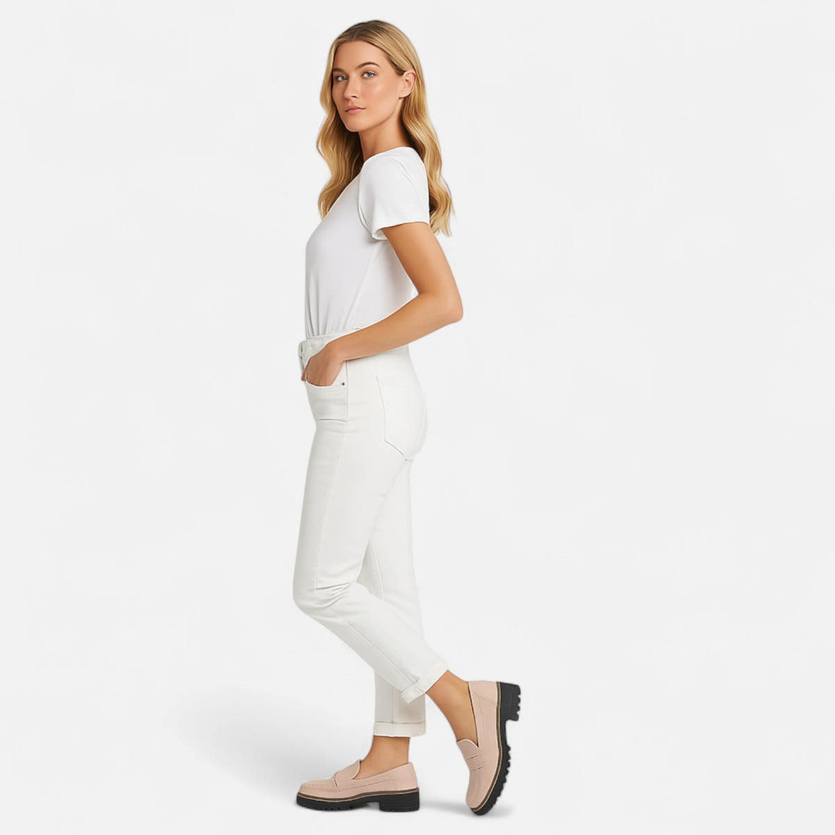Loafer Damen mit Plateausohle, niedrigem Blockabsatz und Profil