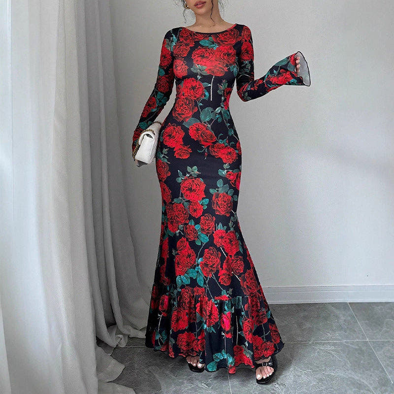 Kleid mit Meerjungfrauenschnitt und Volantsaum für Damen