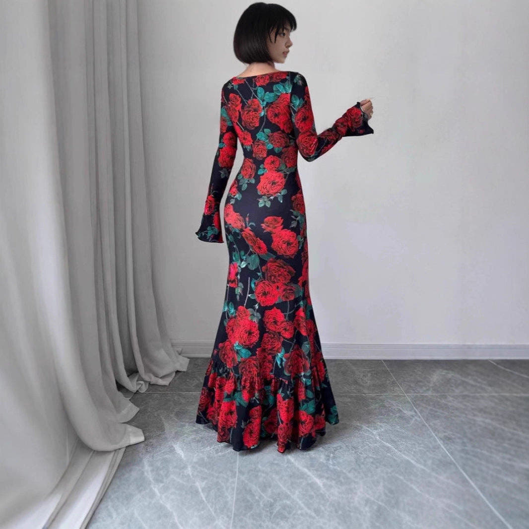 Kleid mit Meerjungfrauenschnitt und Volantsaum für Damen