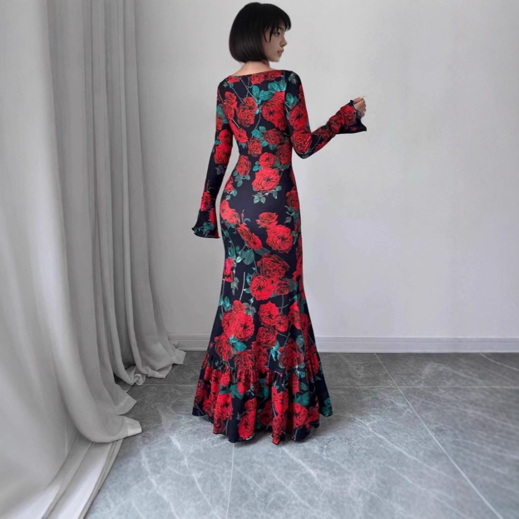 Kleid mit Meerjungfrauenschnitt und Volantsaum für Damen
