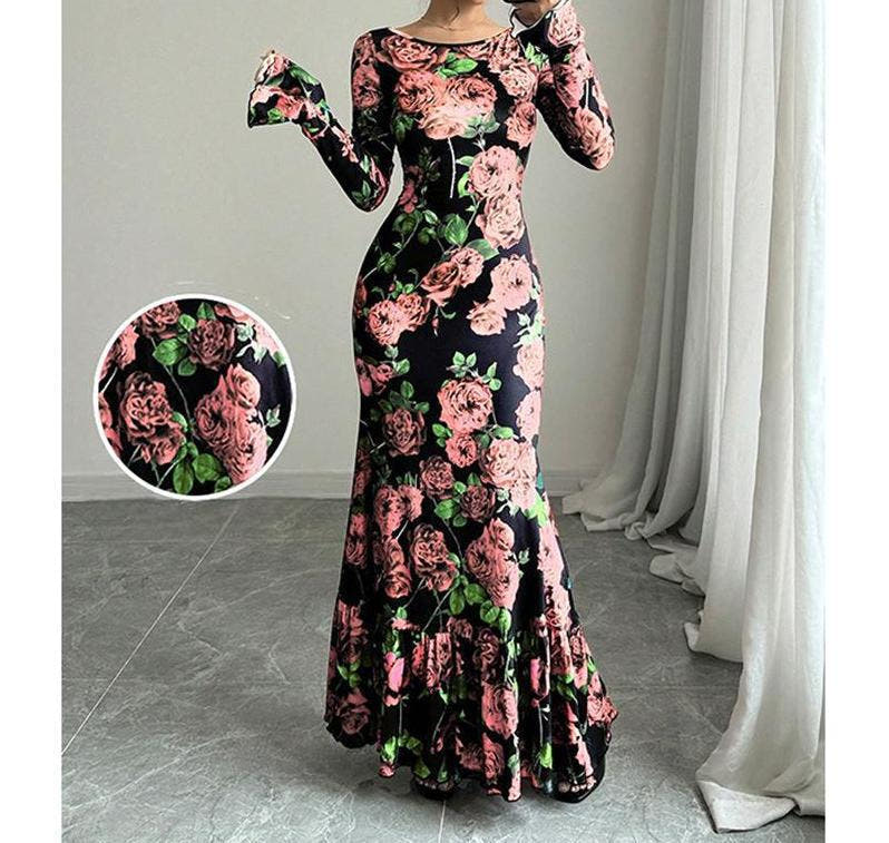 Kleid mit Meerjungfrauenschnitt und Volantsaum für Damen