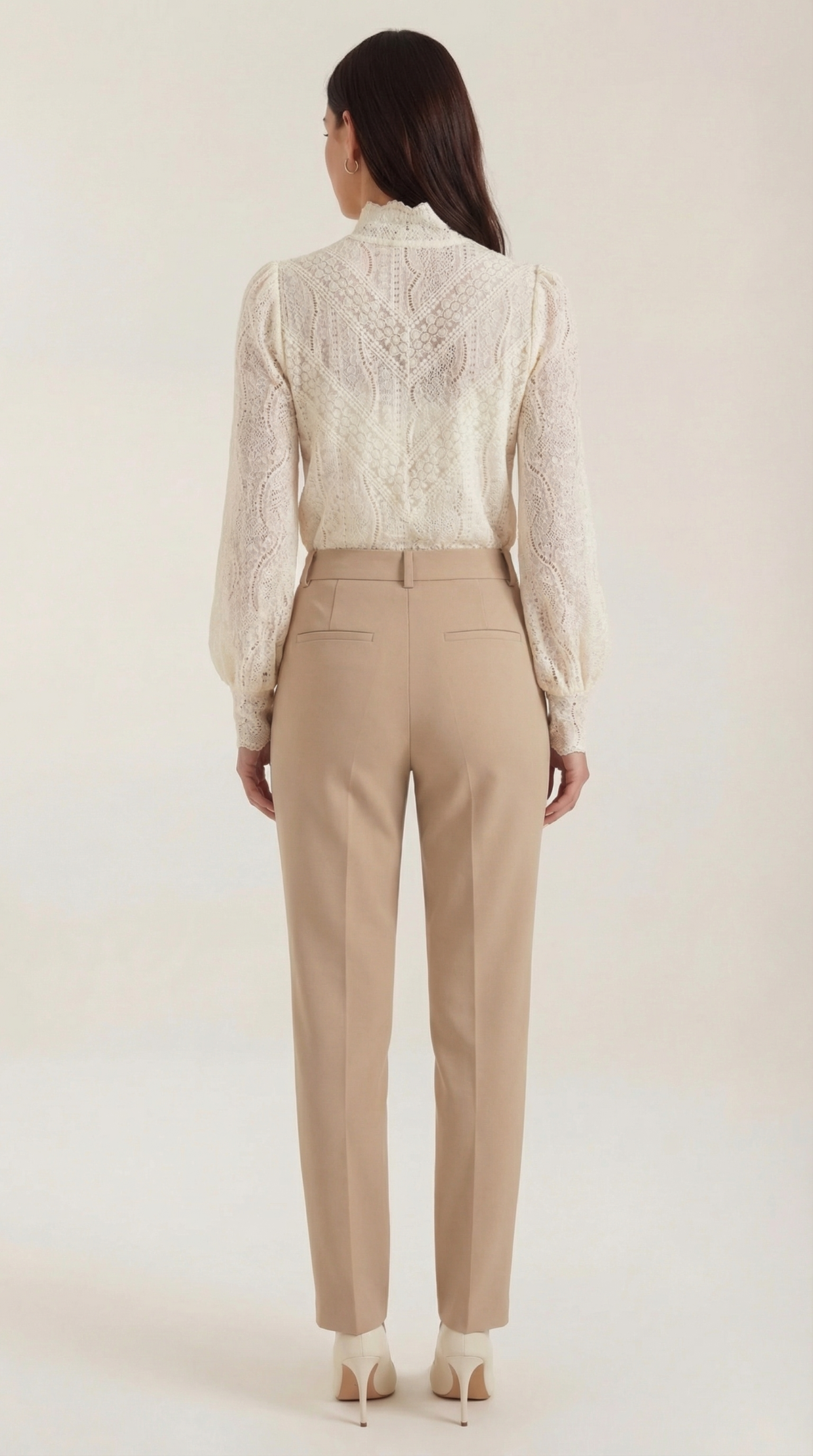 Bluse aus Spitze mit Stehkragen und langen Ärmeln für Damen