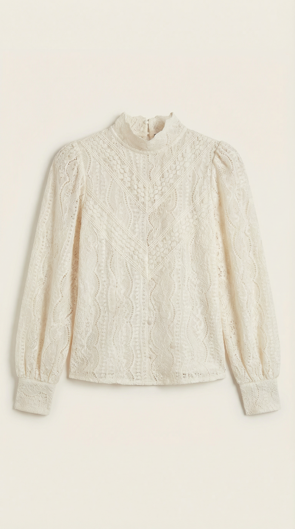 Bluse aus Spitze mit Stehkragen und langen Ärmeln für Damen