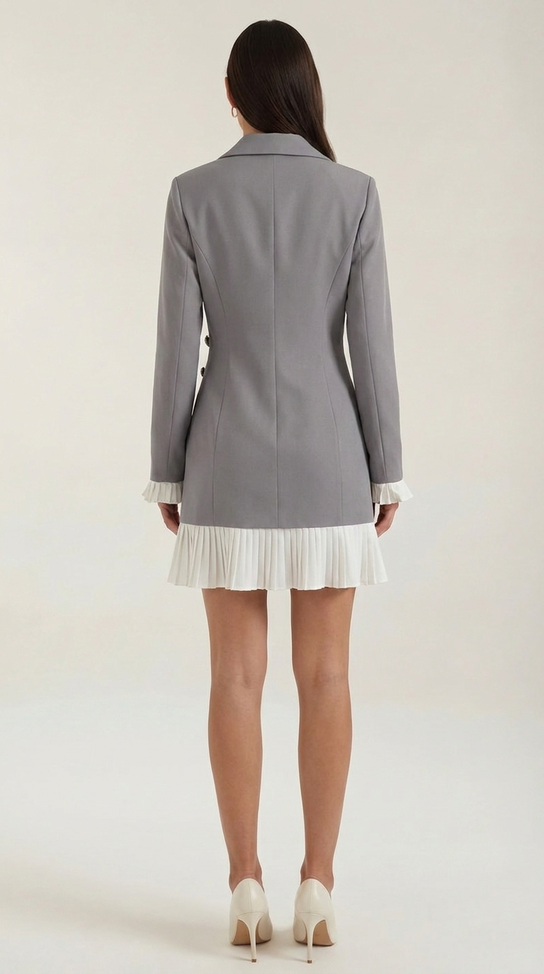 Blazerkleid mit Wickeleffekt und Plisseesaum für Damen