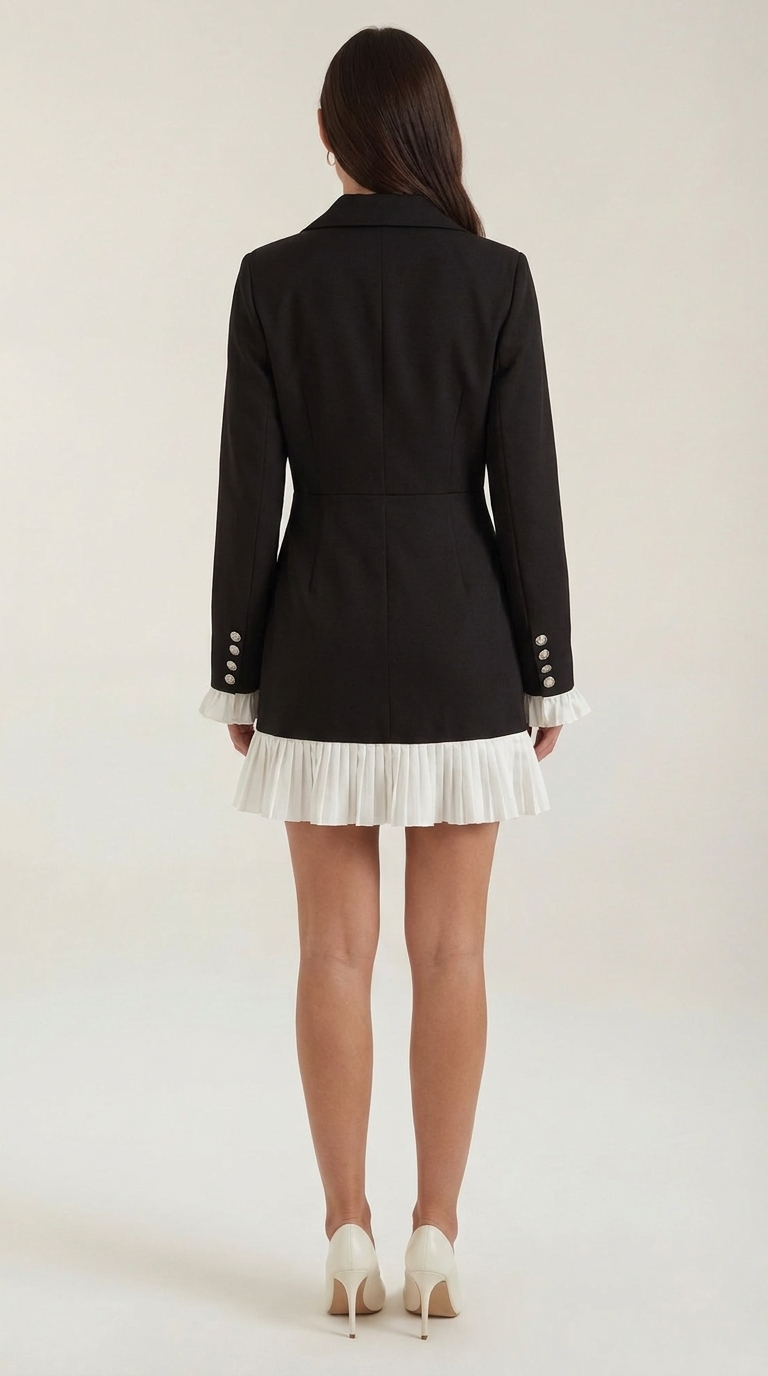 Blazerkleid mit Wickeleffekt und Plisseesaum für Damen