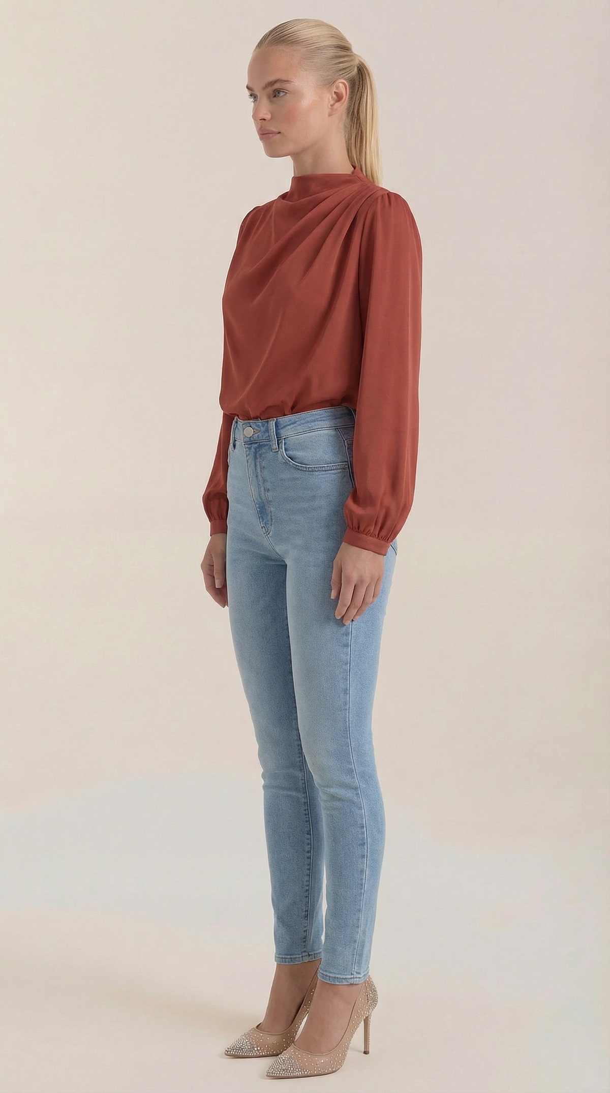 Bluse mit Drapierung und Raffung am Ausschnitt für Damen