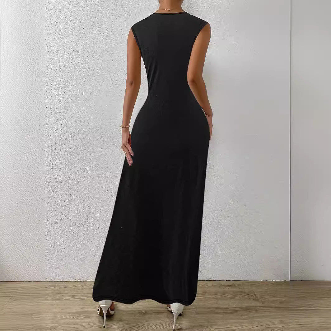 Maxikleid Damen tailliert und festlich mit Wickeldesign