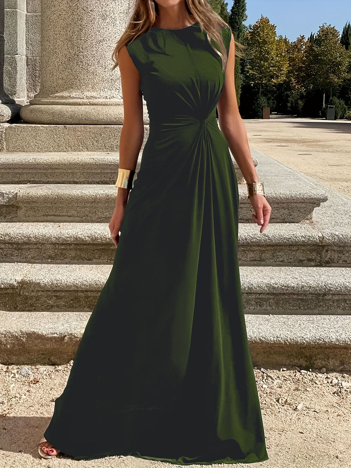 Maxikleid Damen tailliert und festlich mit Wickeldesign